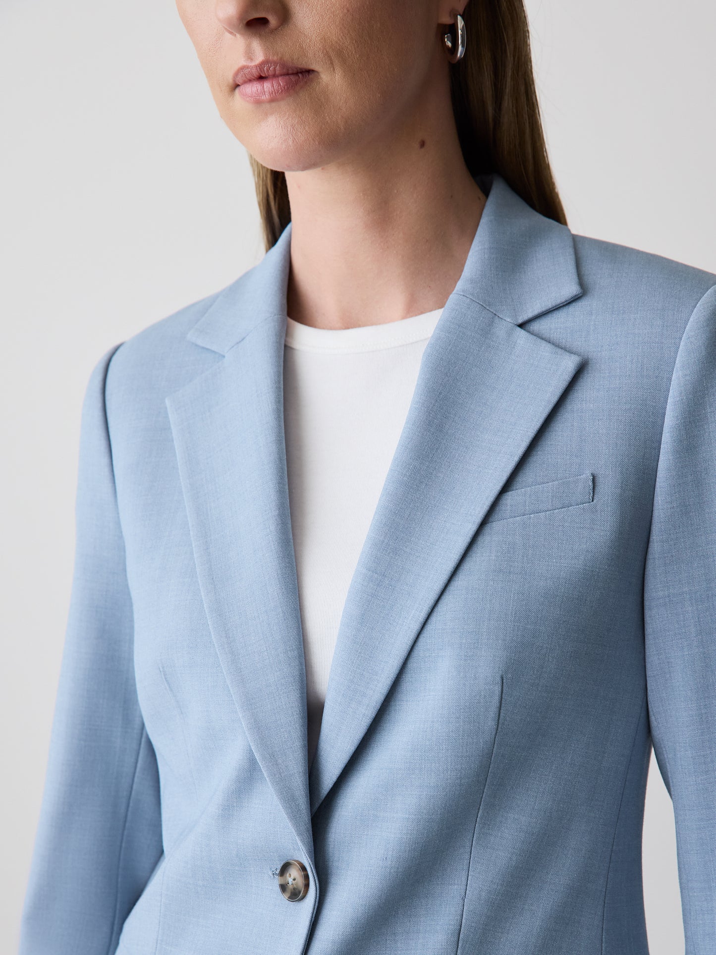 Light Blue Two-Button Fitted Blazer