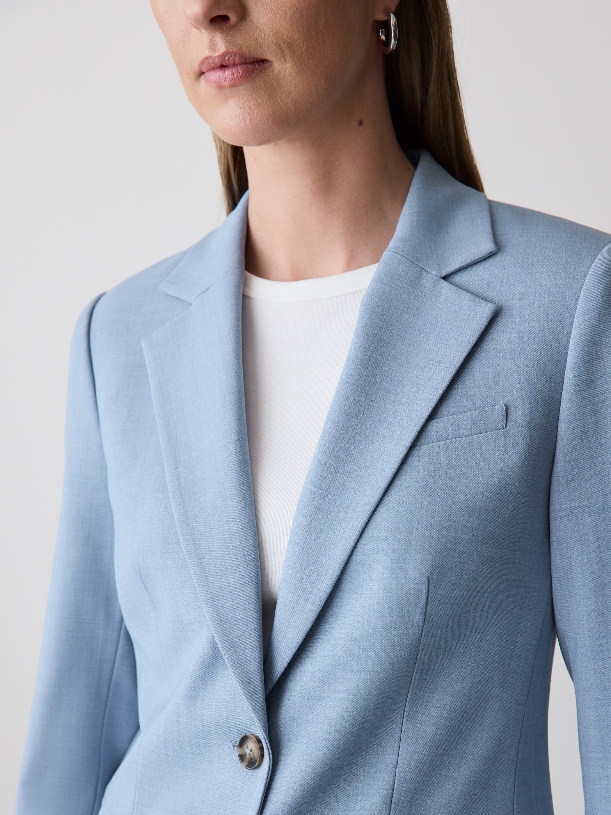 Light Blue Two-Button Fitted Blazer