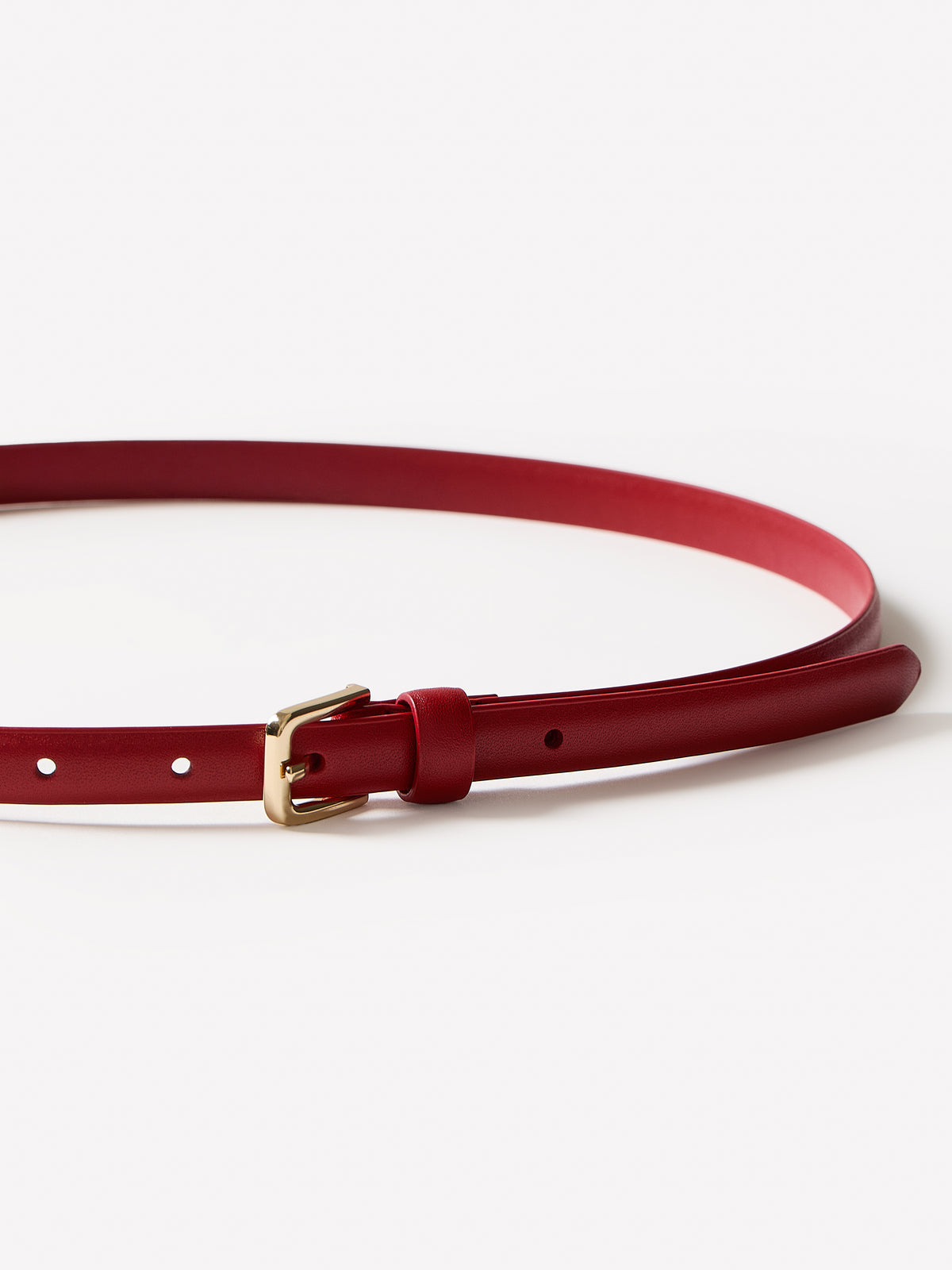 Slim Leather Belt with Square Buckle