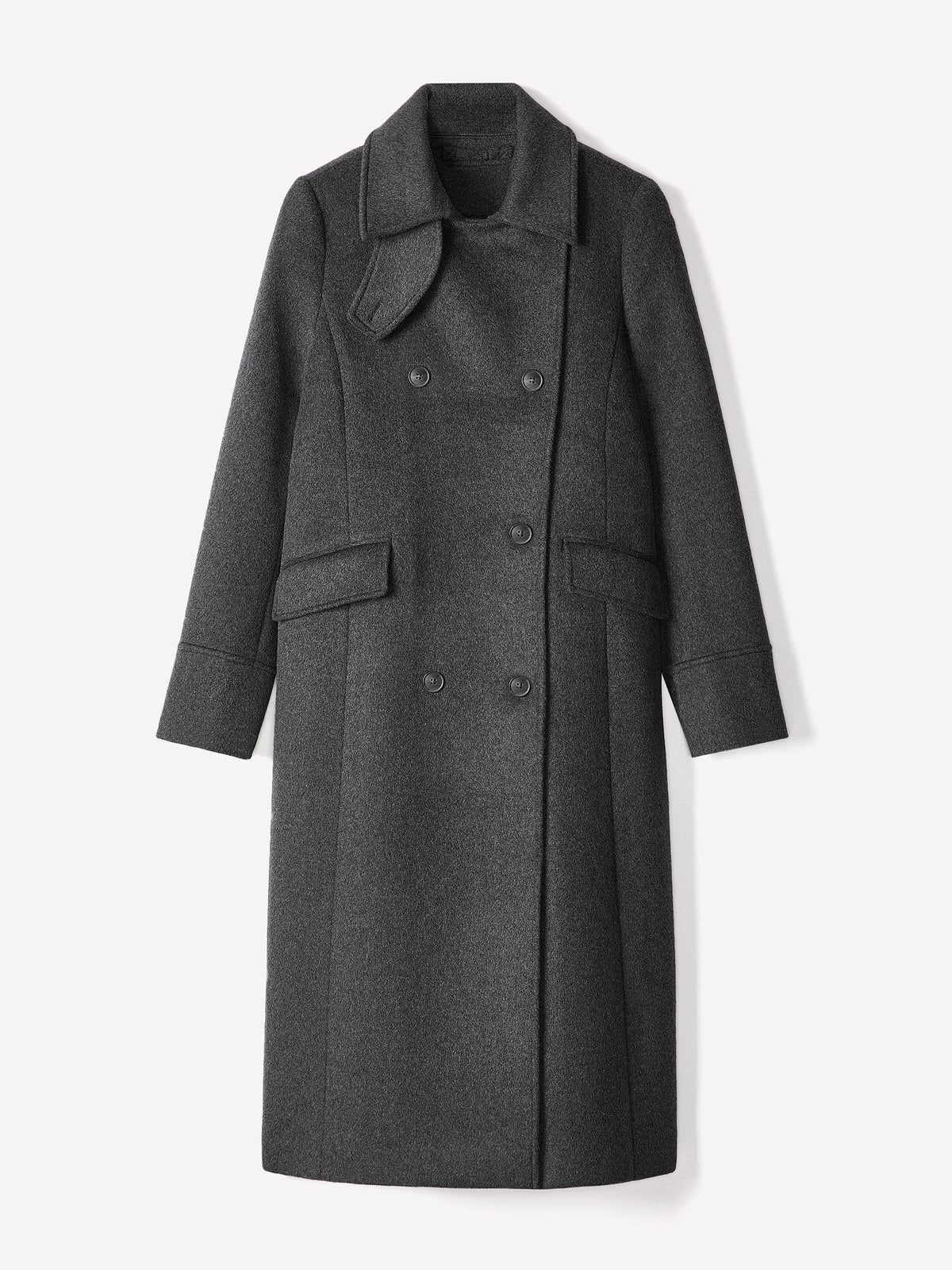 Wool Blend Double Breasted Coat