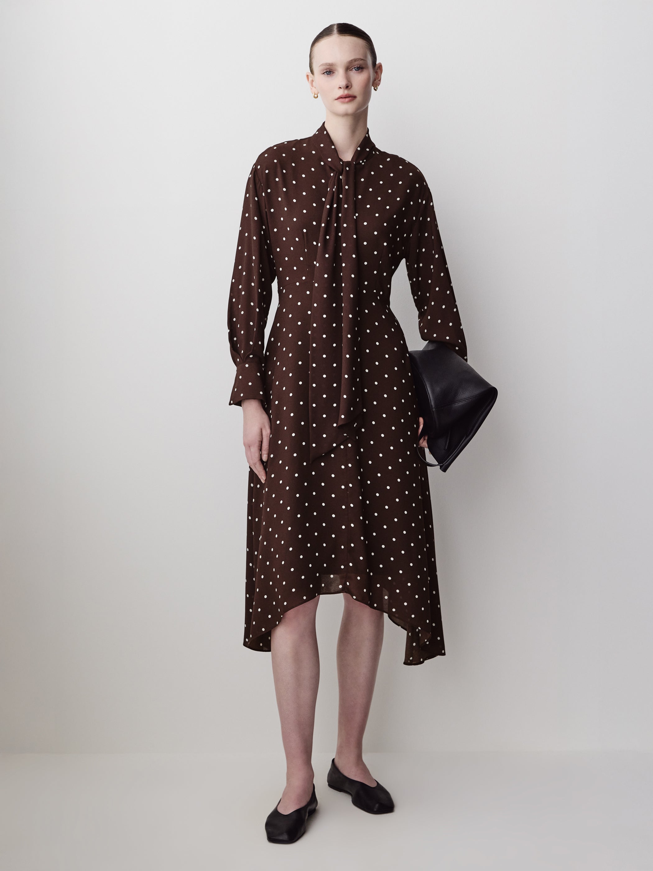 Woven Chiffon Asymmetric Hem Dress