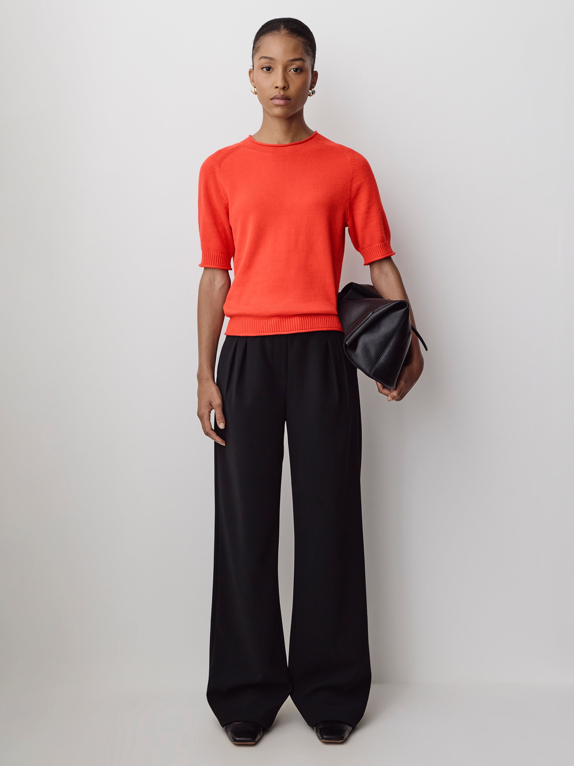 Pull-On Mid-Rise Wide-Leg Pant