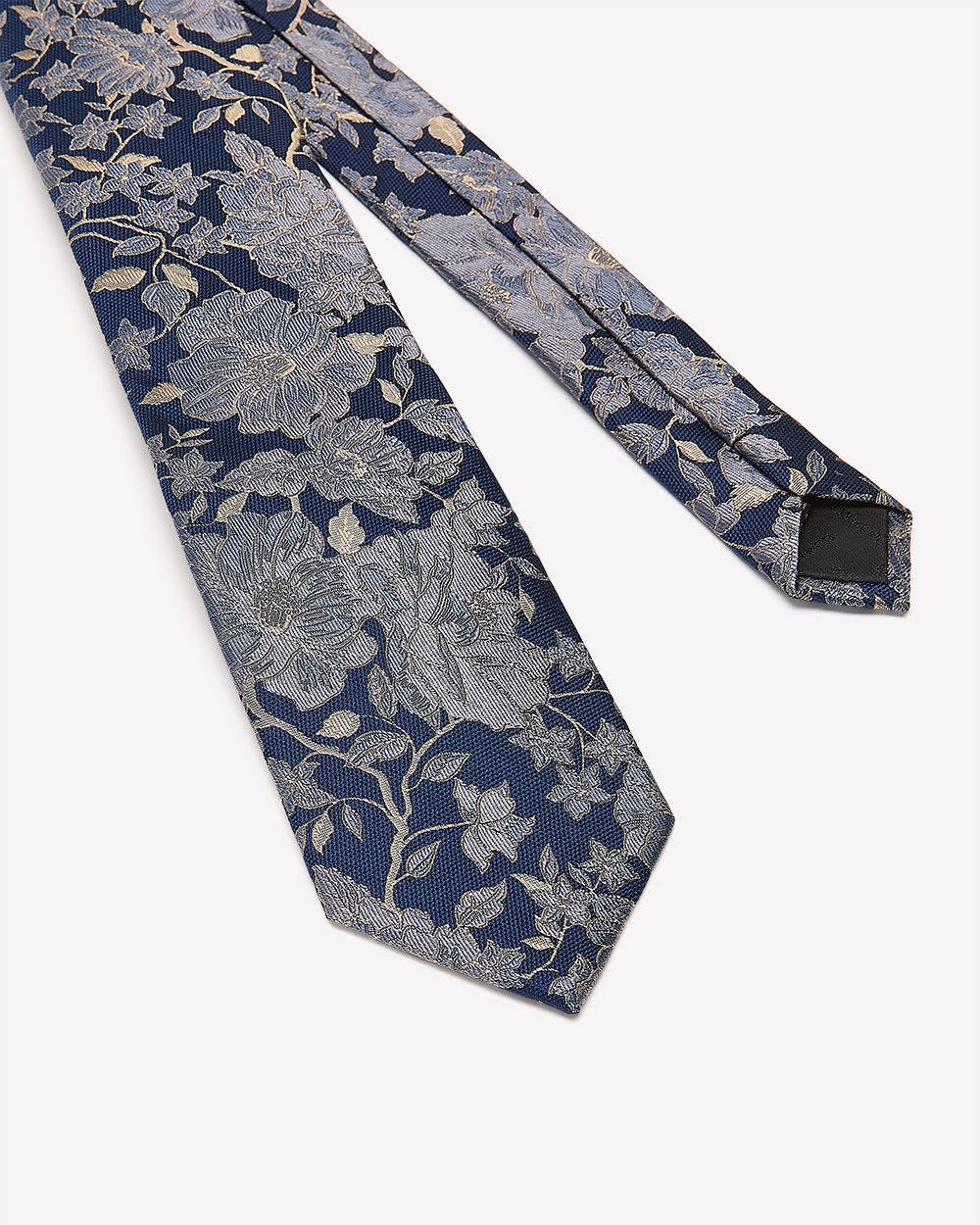 Blue Regular Tie with Floral Pattern