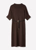 3/4-Sleeve Mock-Neck Belted Midi Dress