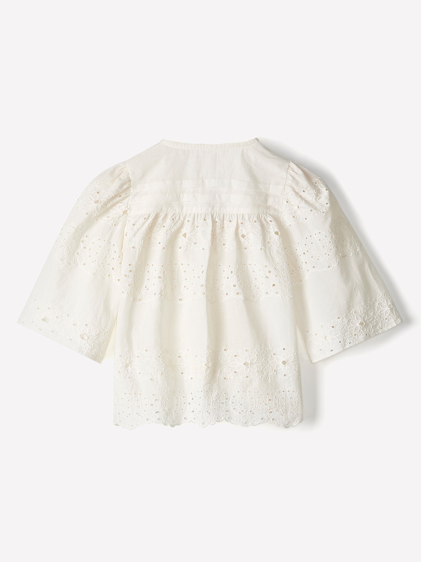 Woven Cotton Embroidery Popover Blouse