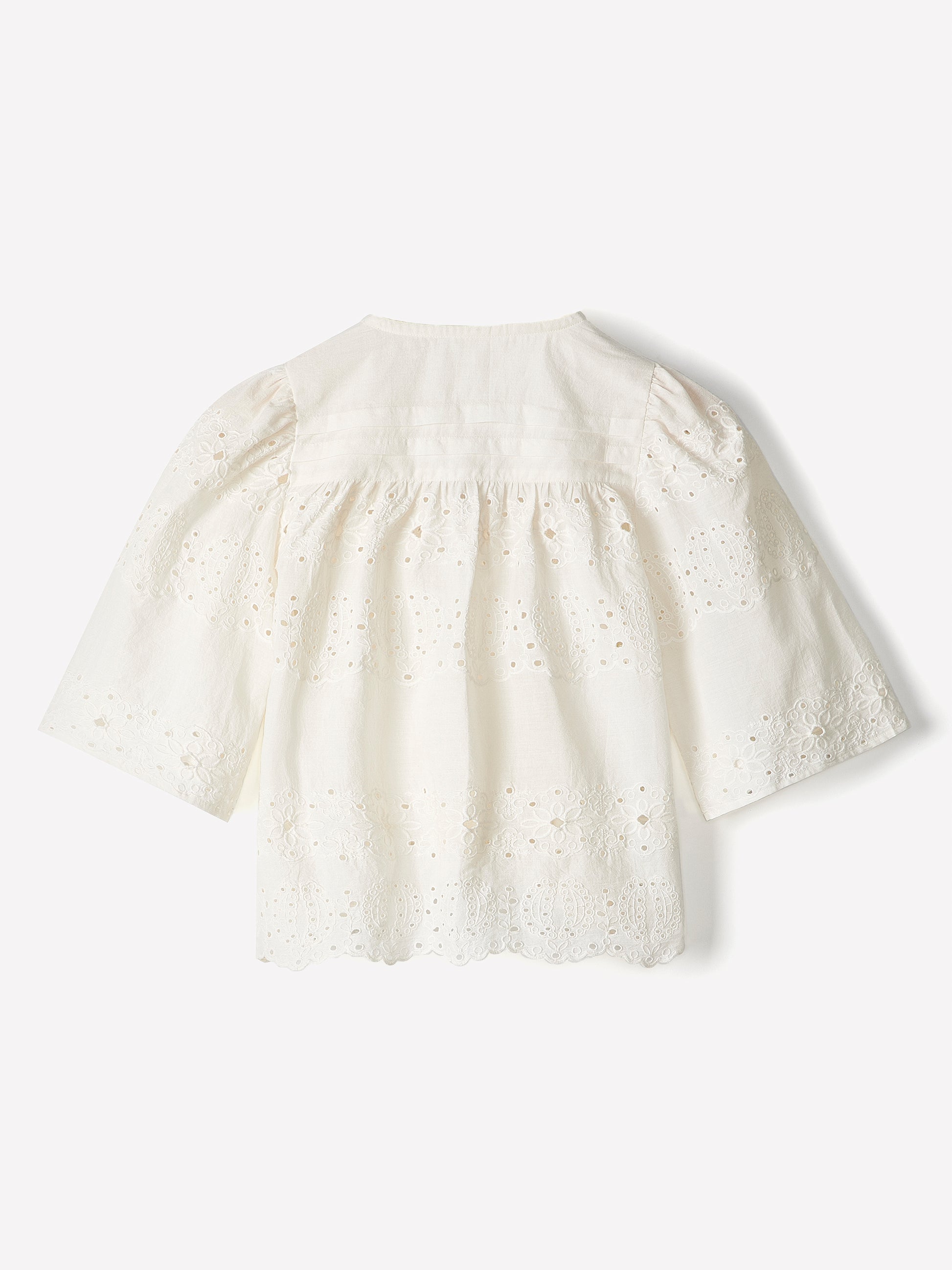 Woven Cotton Embroidery Popover Blouse