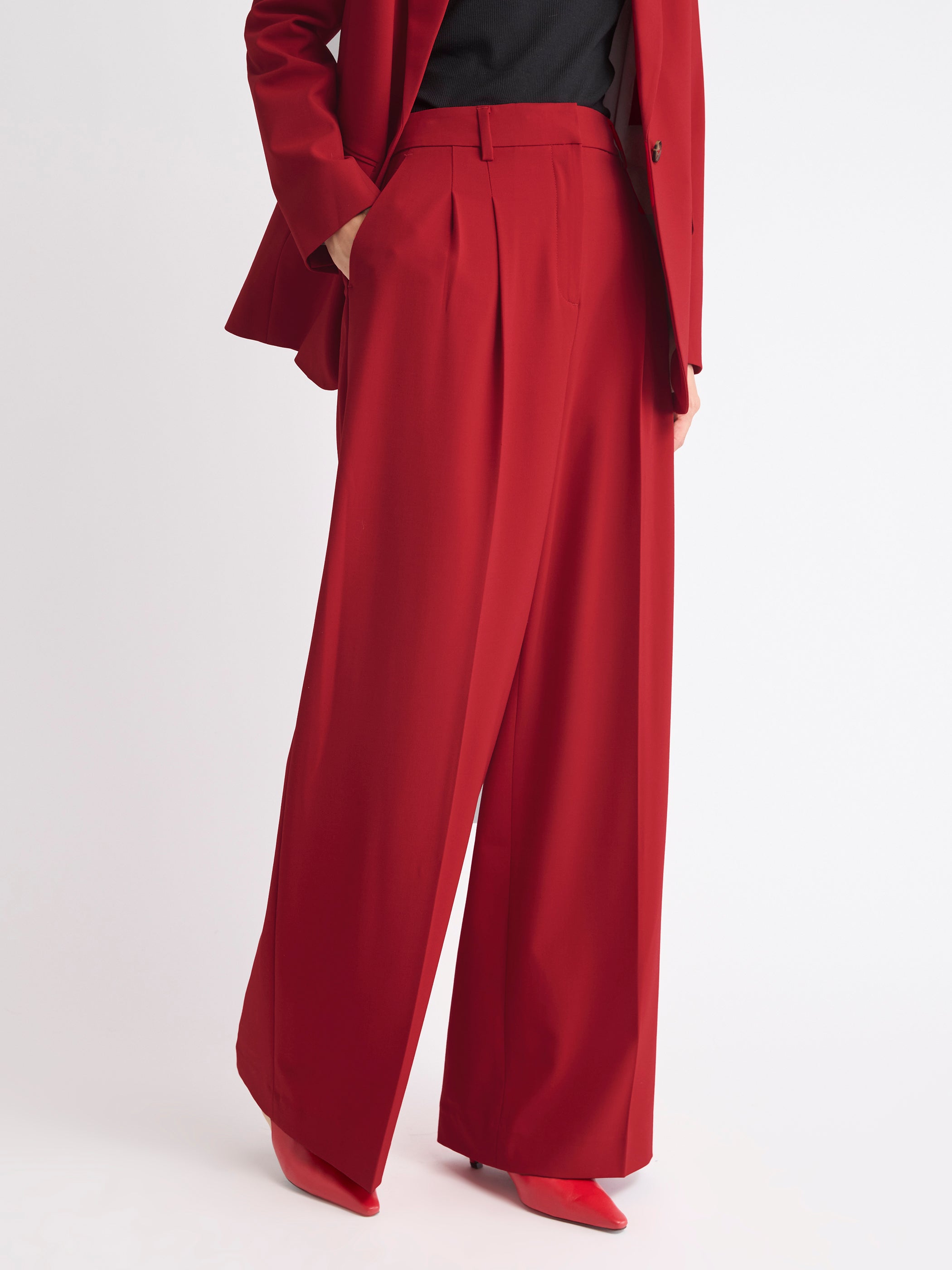 Red Wide-Leg High-Rise Pant