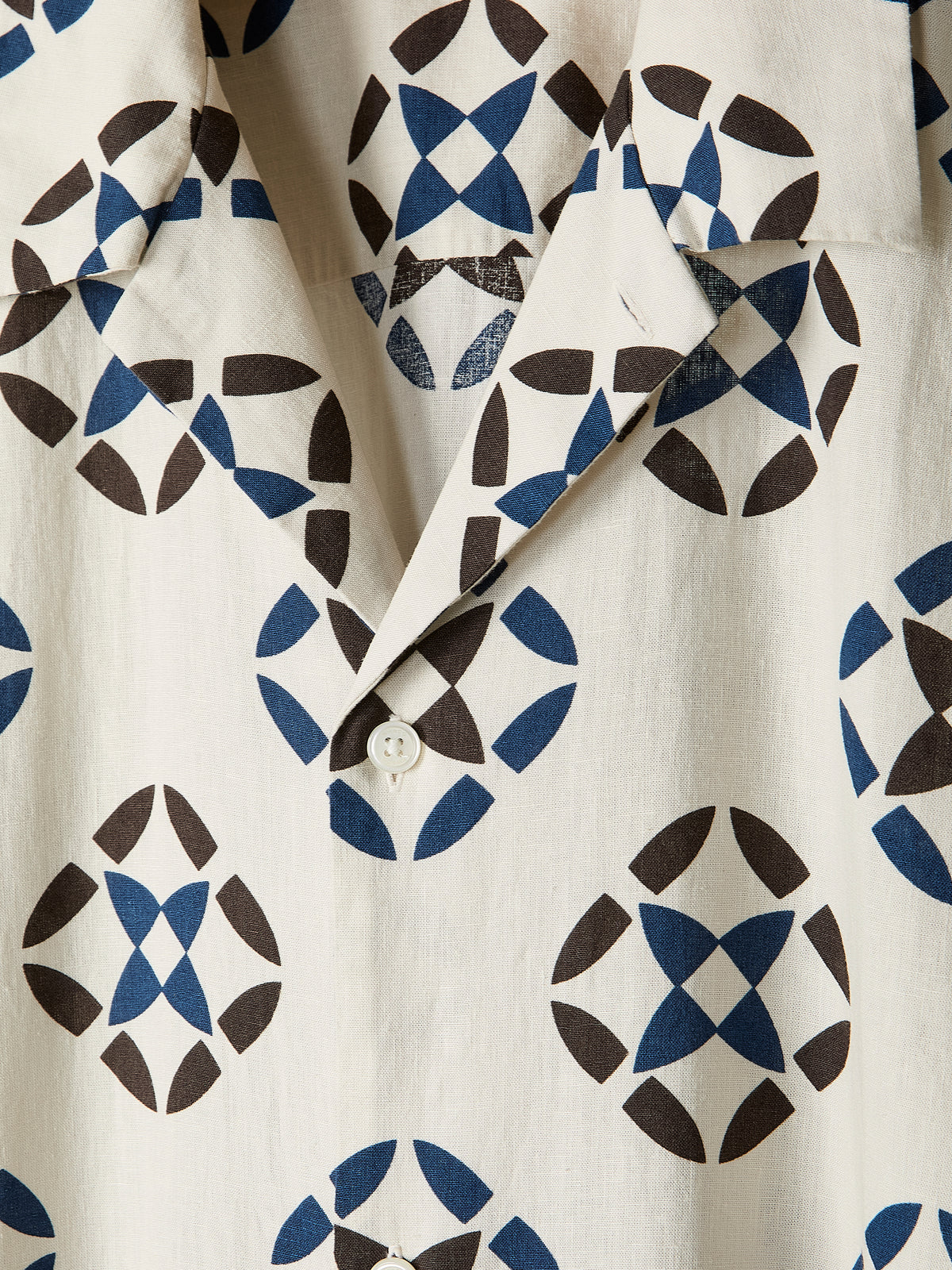 Linen-Blend Short-Sleeve Shirt with Print