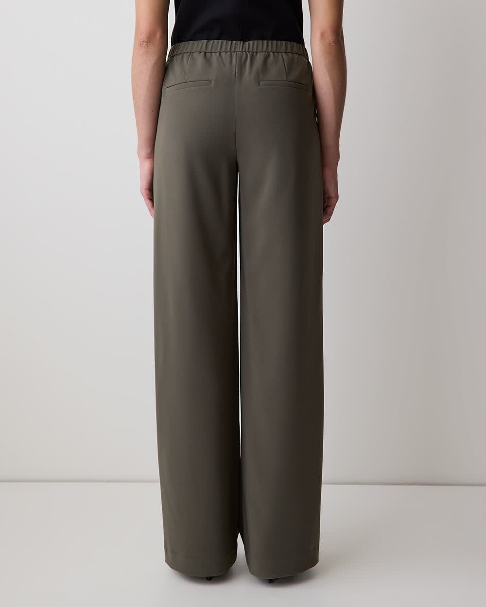 Pull-On Mid-Rise Wide-Leg Pant