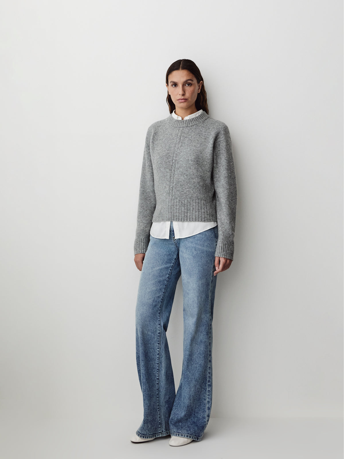 Long-Sleeve Crew-Neck Spongy Pullover