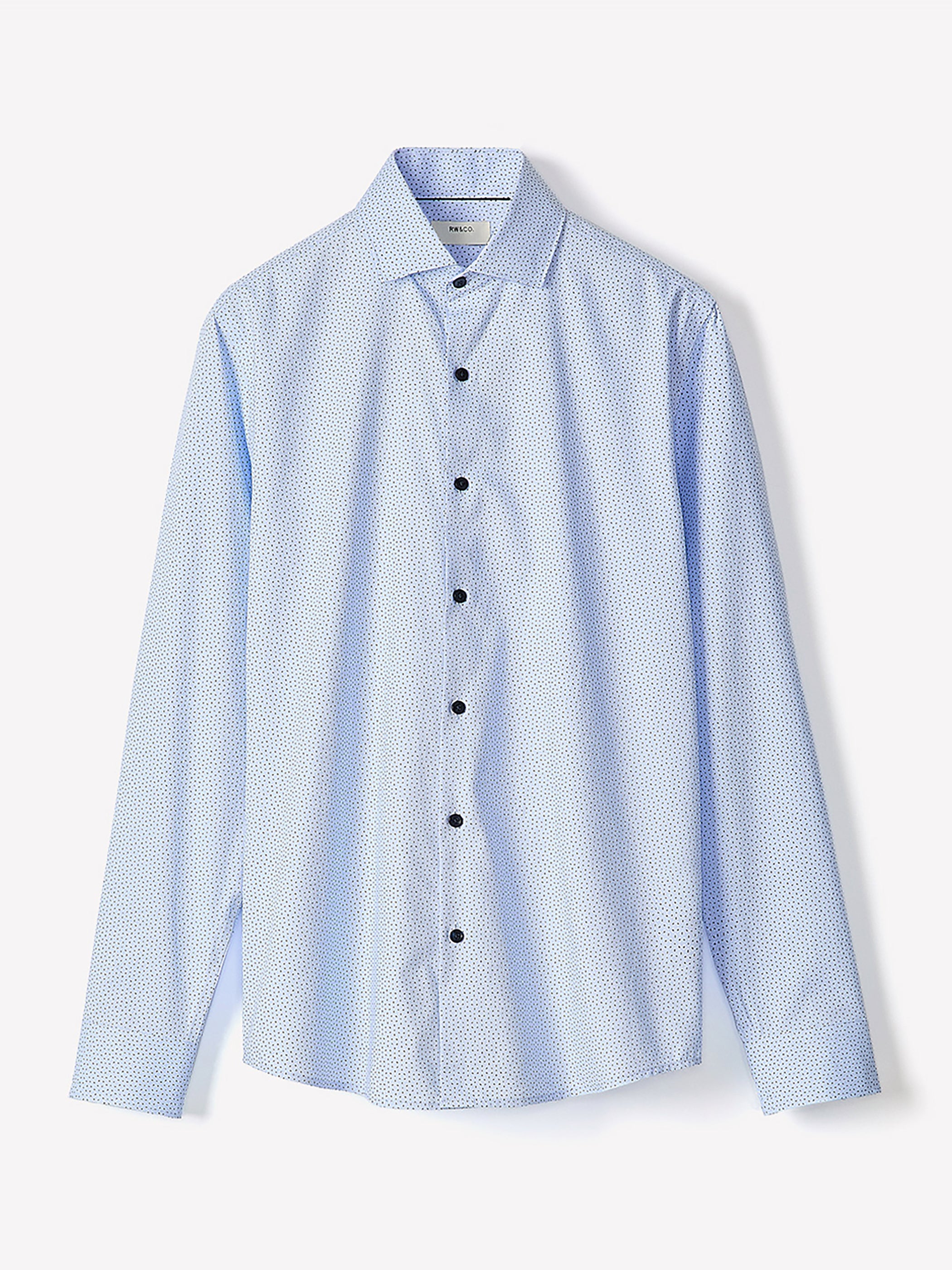 Navy Tailored Fit Dress Shirt with Geo Pattern