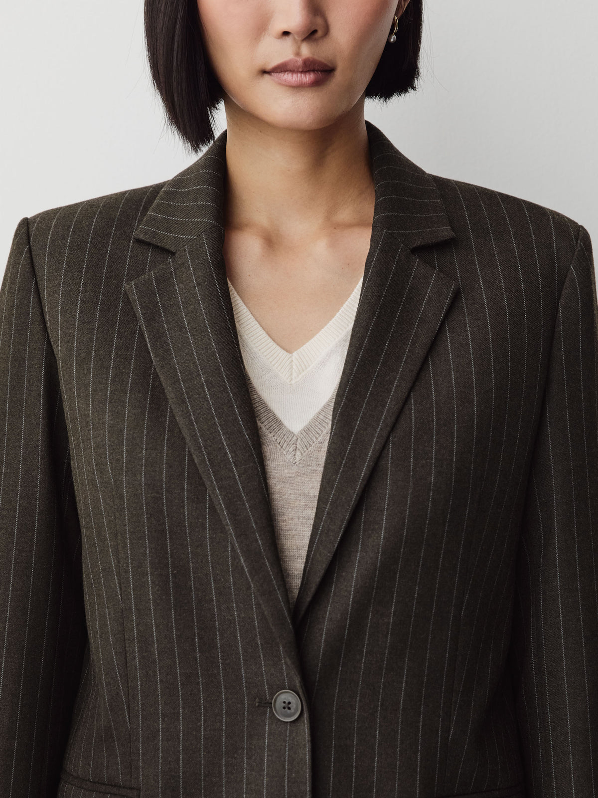 Relaxed-Fit Striped Two-Button Blazer