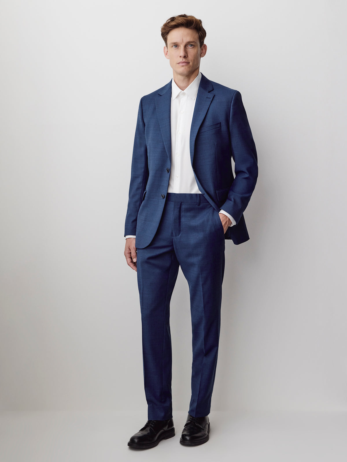 Blue Tailored-Fit Wool Suit Pant