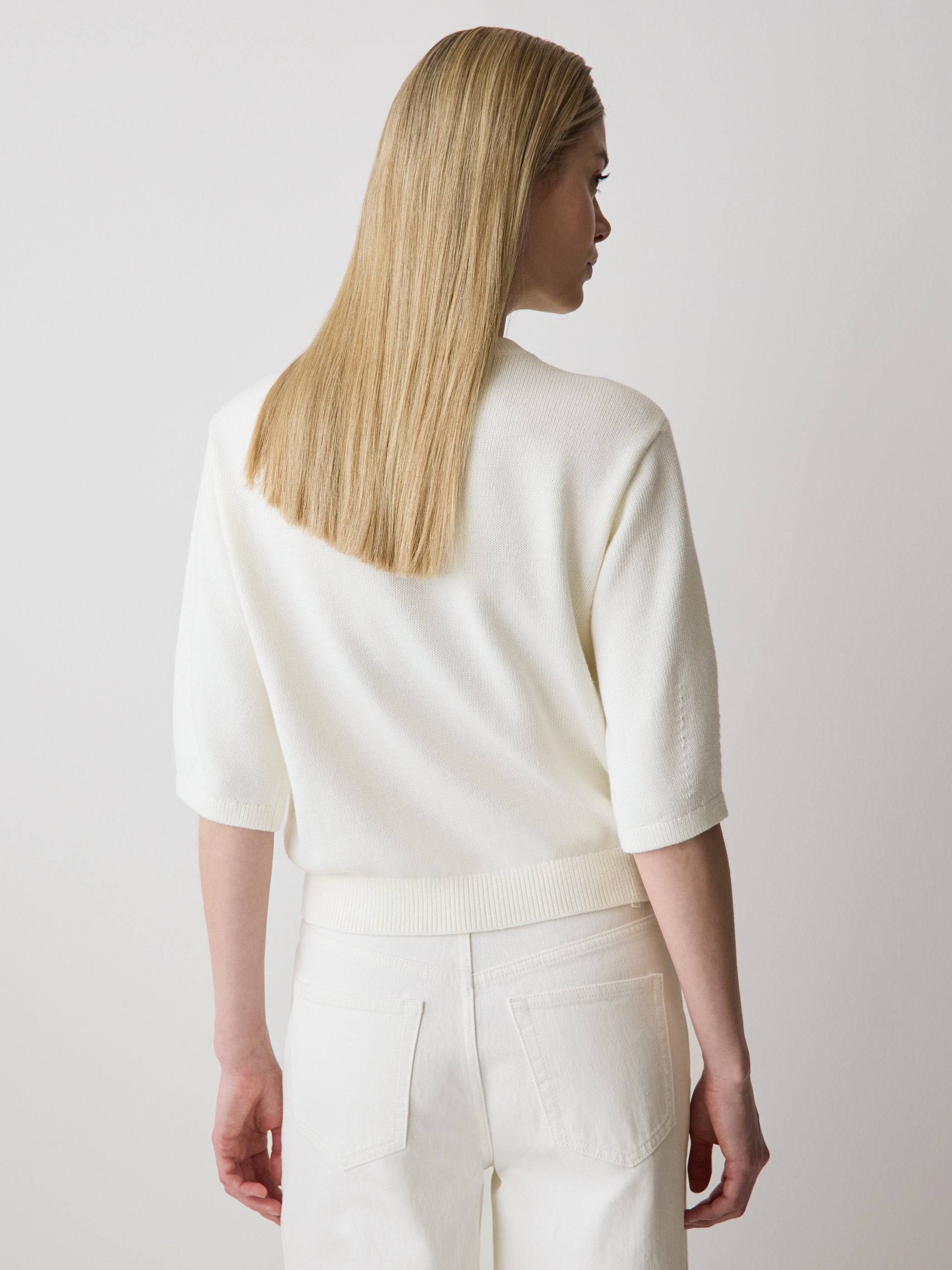 Knit Cotton Cardigan with Elbow Patches