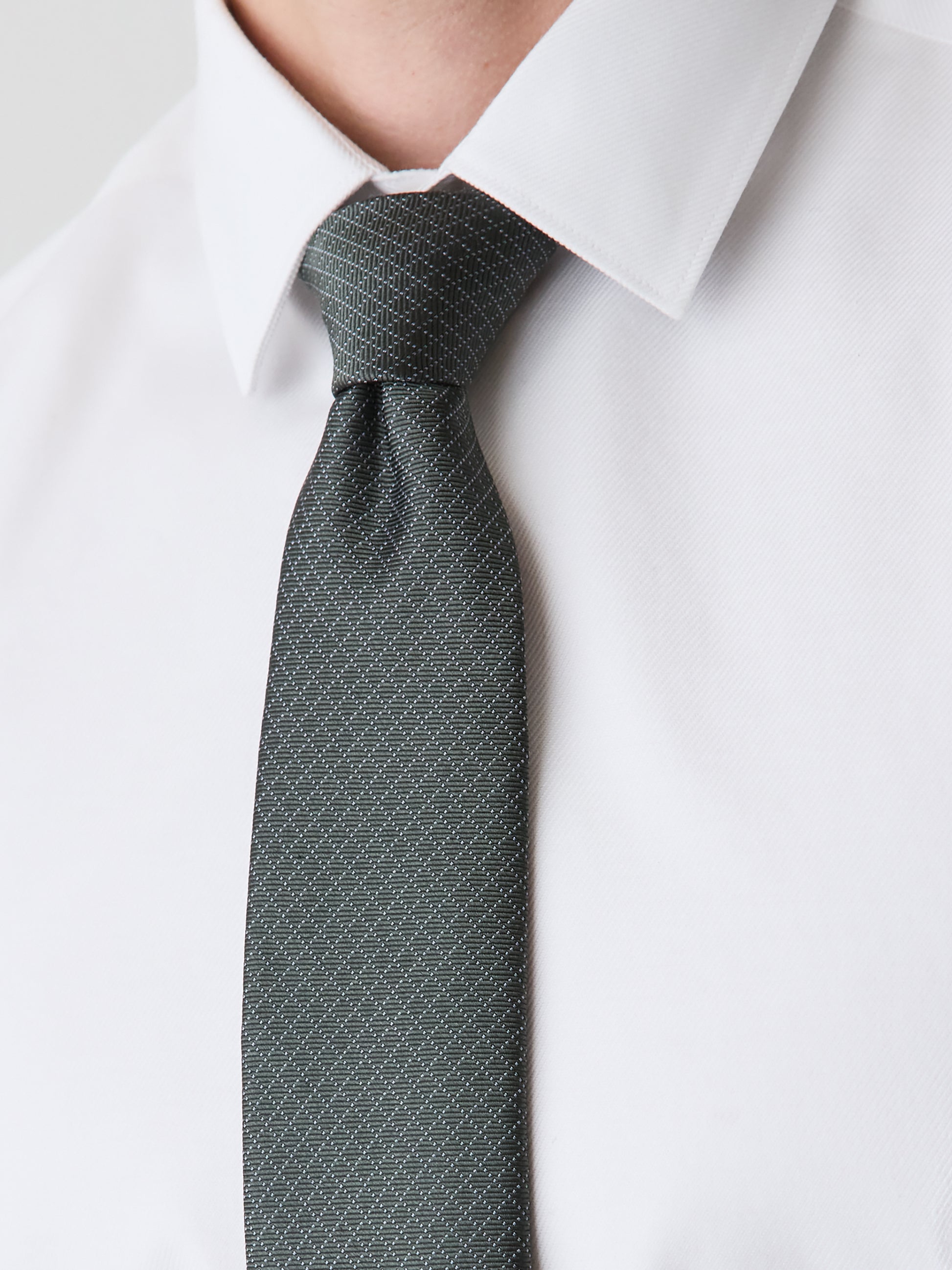 Dark Green Regular Tie with Square Geometric Pattern