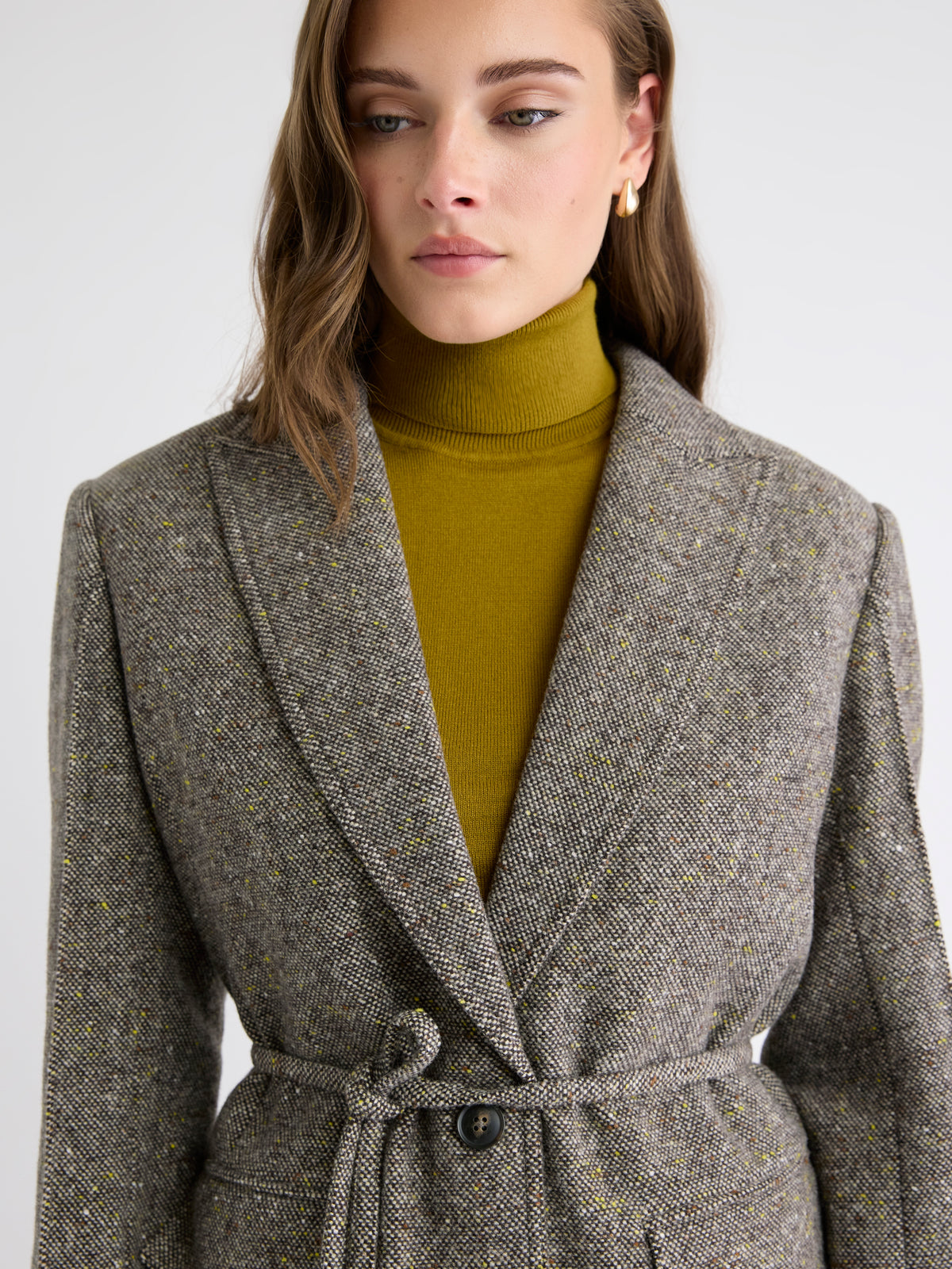 Oversized One-Button Tweed Blazer