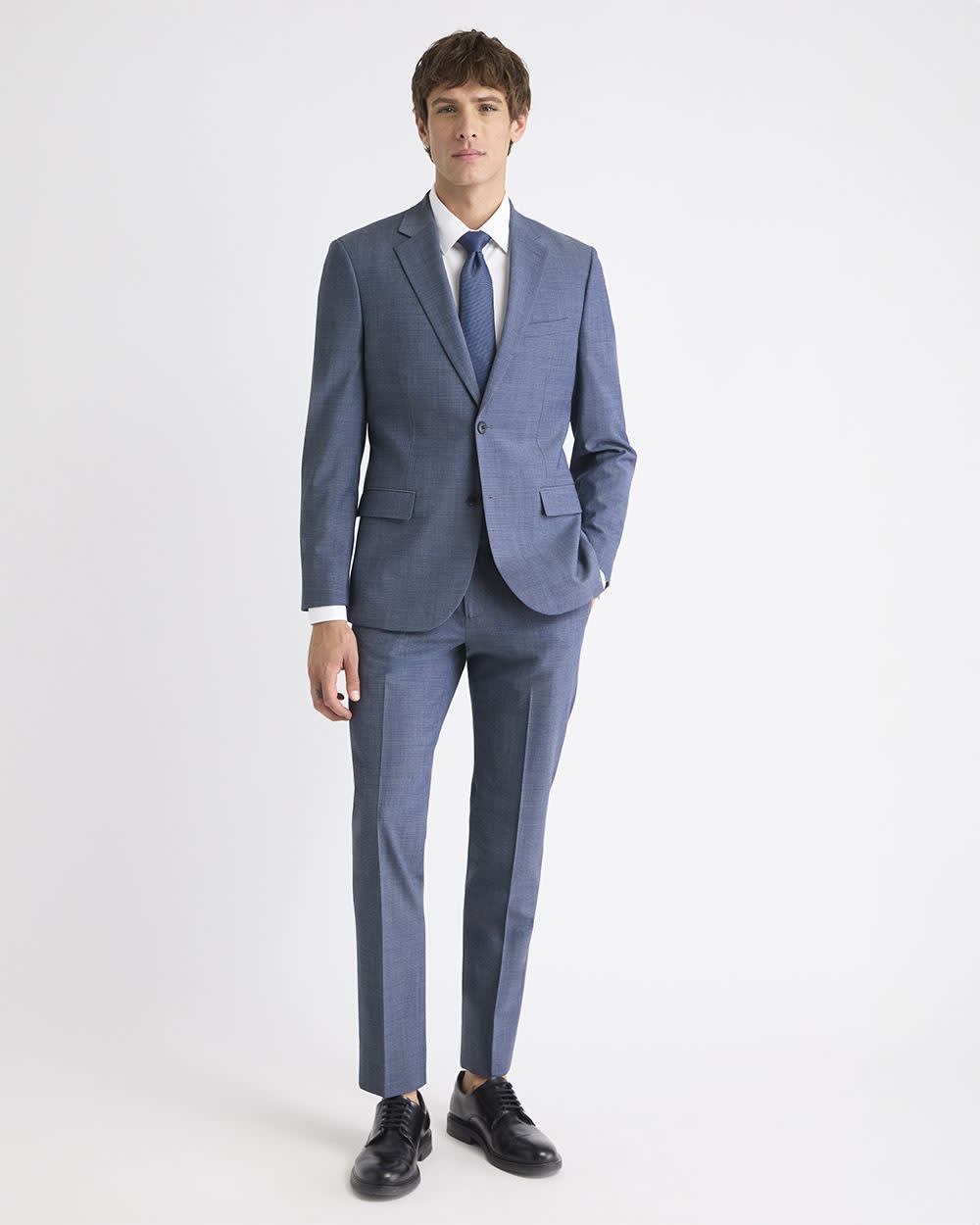 Slim-Fit Wool Check Suit Blazer