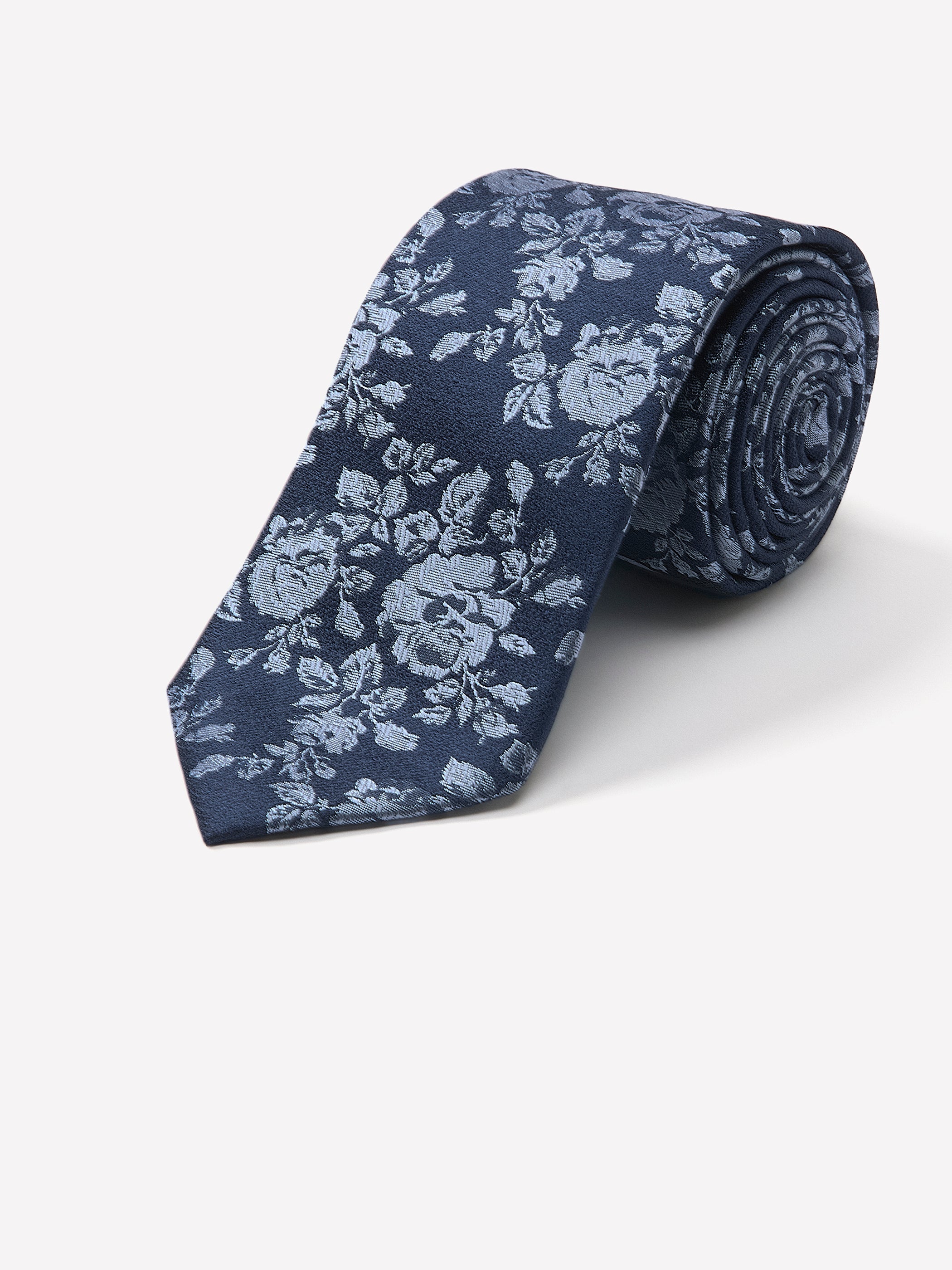 Men's Silk Woven Tie Bold Blue Floral