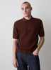 Textured Short-Sleeve Polo Sweater