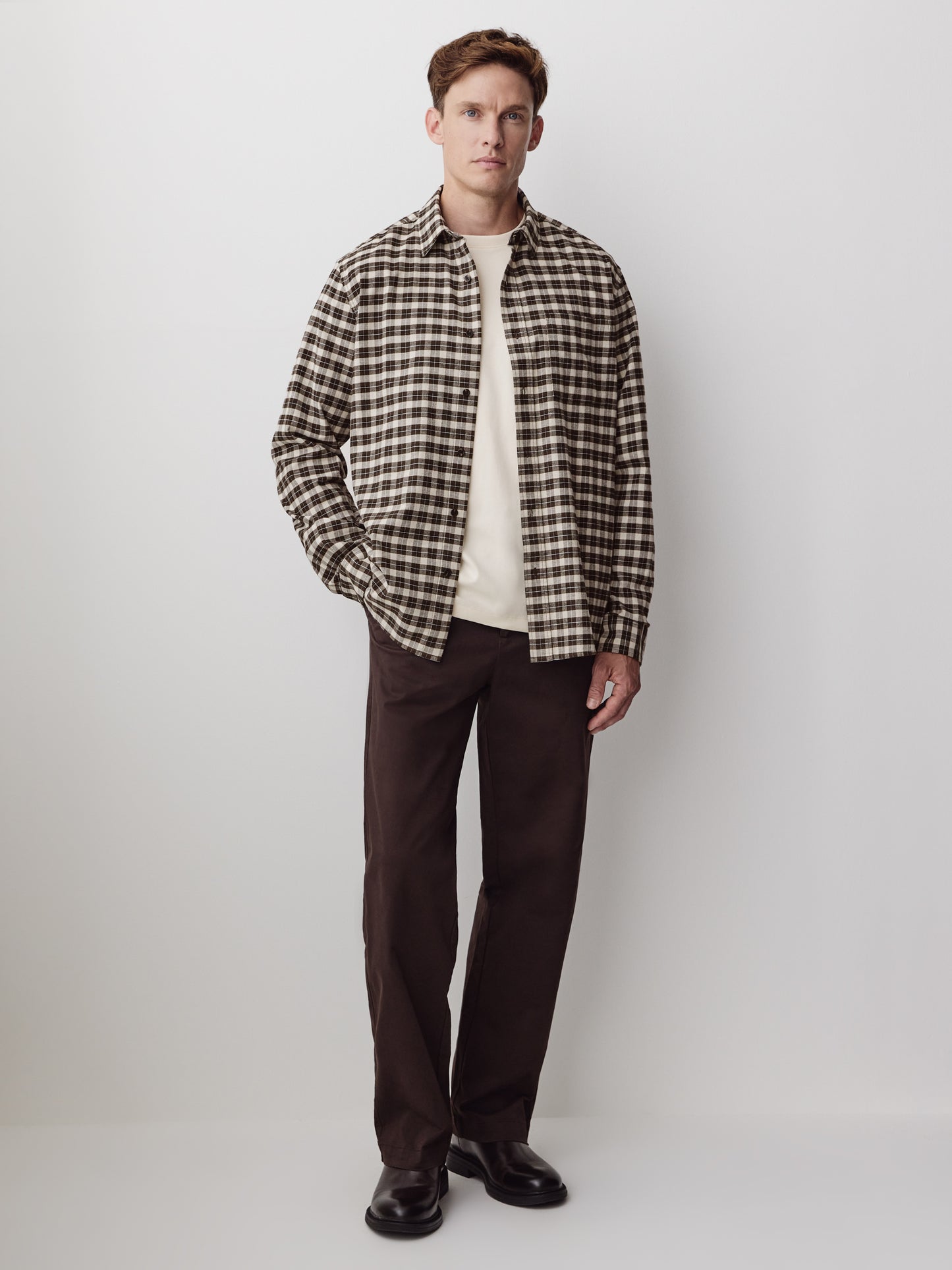 Woven Tailored Collar Shirt, Textured Check, 100% Cotton