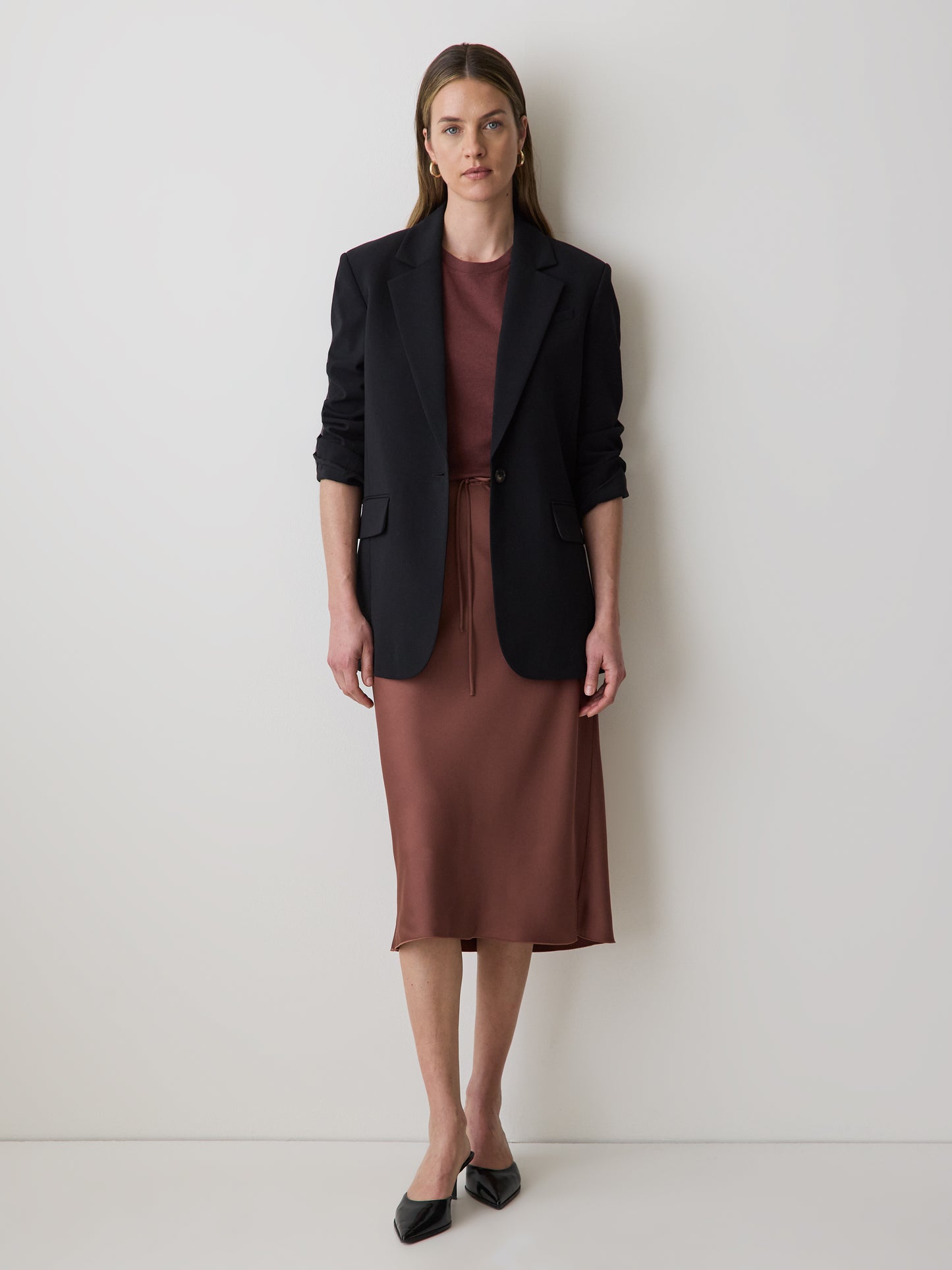 Veston Coupe Décontractée Noir à Boutonnage Simple