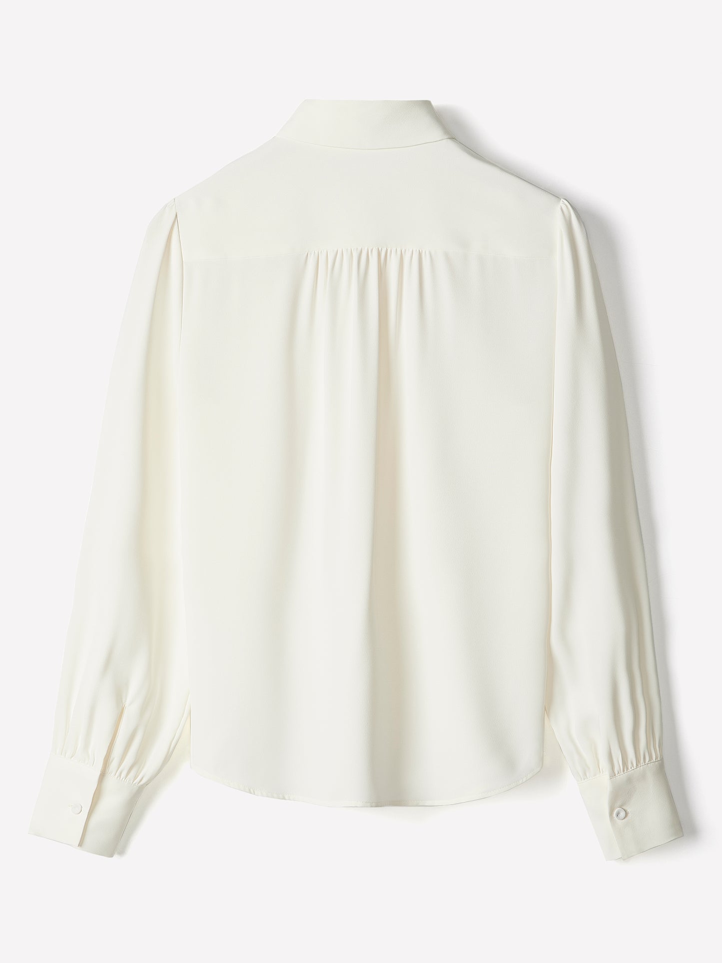 Silky Crepe Long-Sleeve Buttoned-Down Blouse