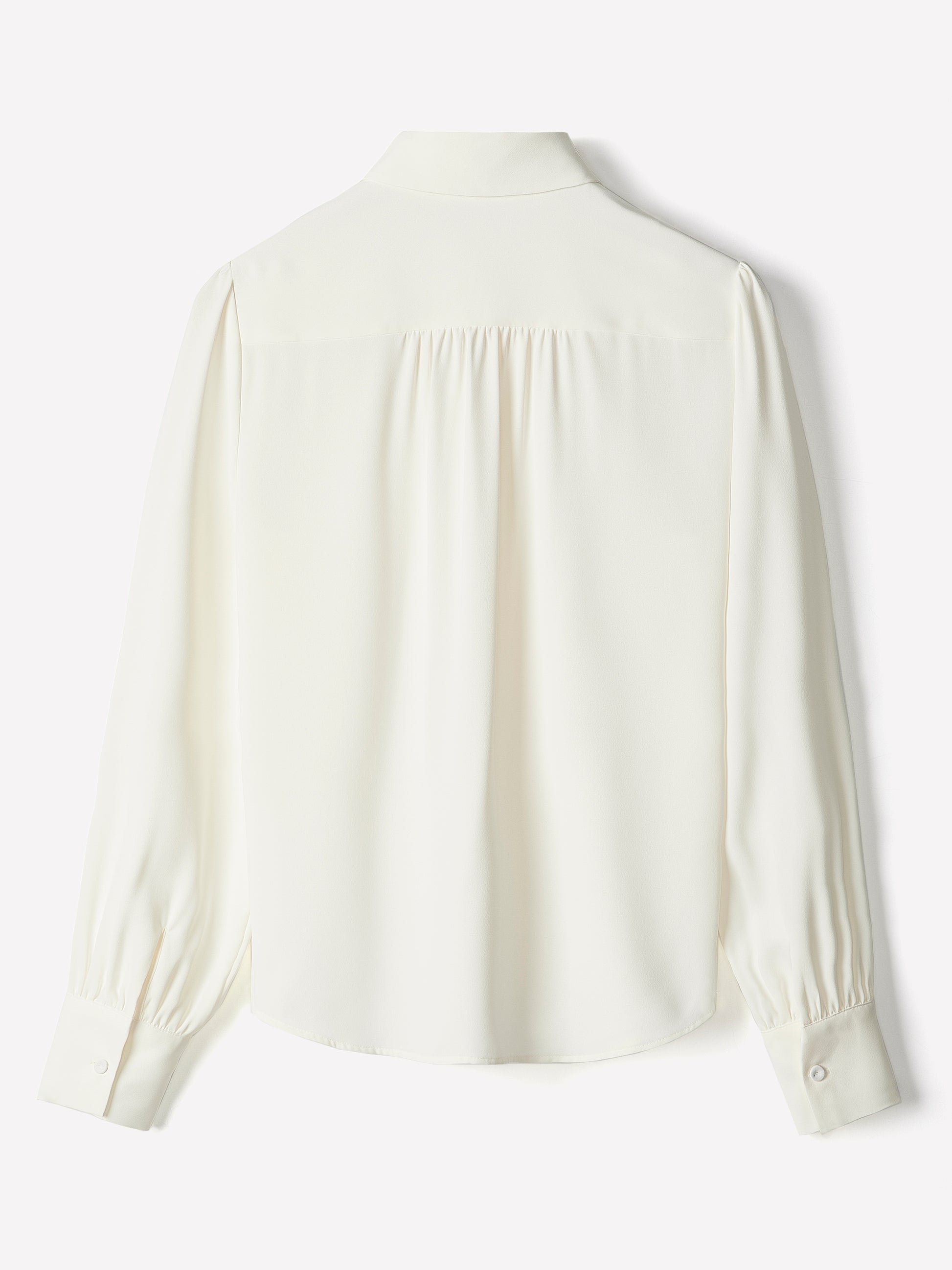 Silky Crepe Long-Sleeve Buttoned-Down Blouse