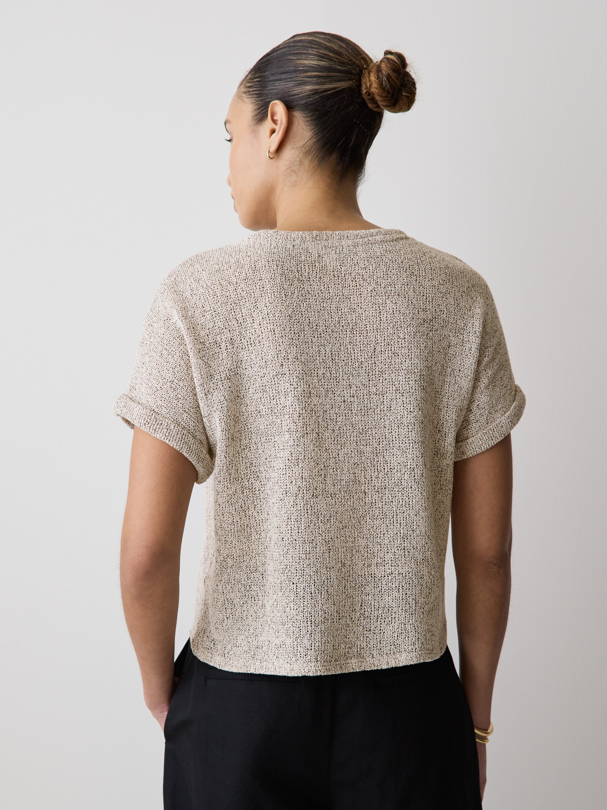 Extended-Sleeve Crew-Neck Relaxed-Fit Top