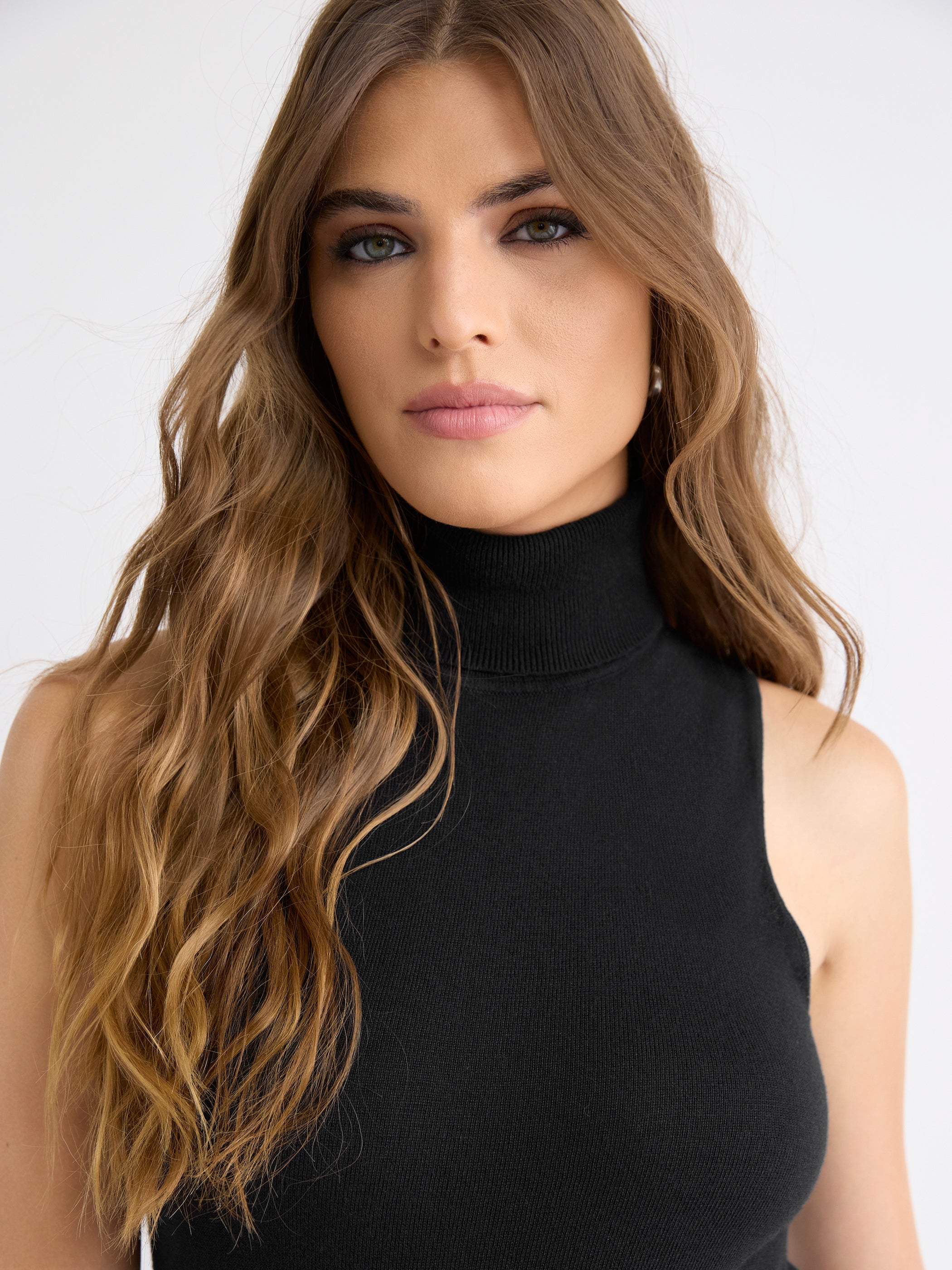 Pull Sans Manches à Col Roulé