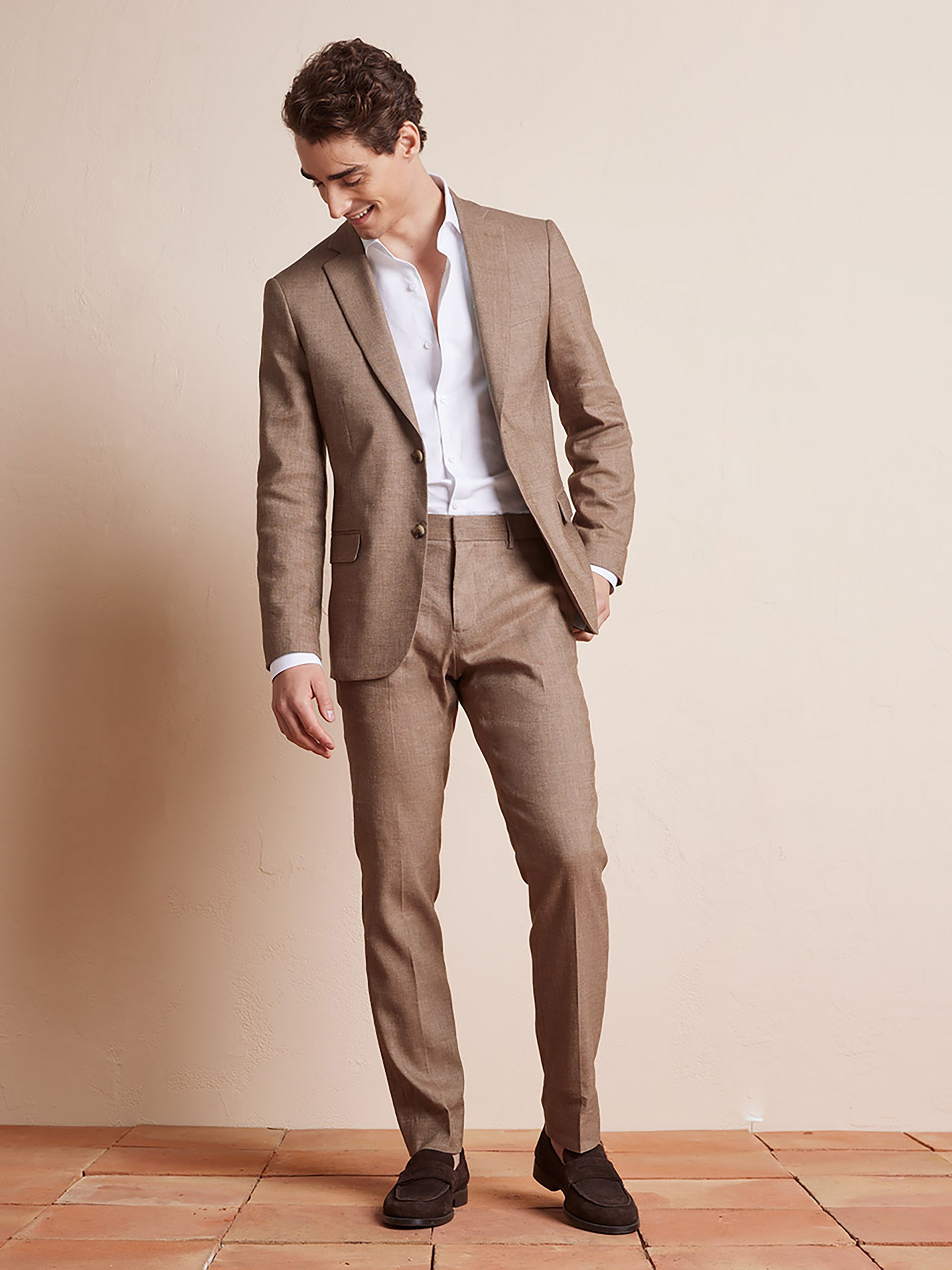 Slim Fit Stretch Linen Suit Pant