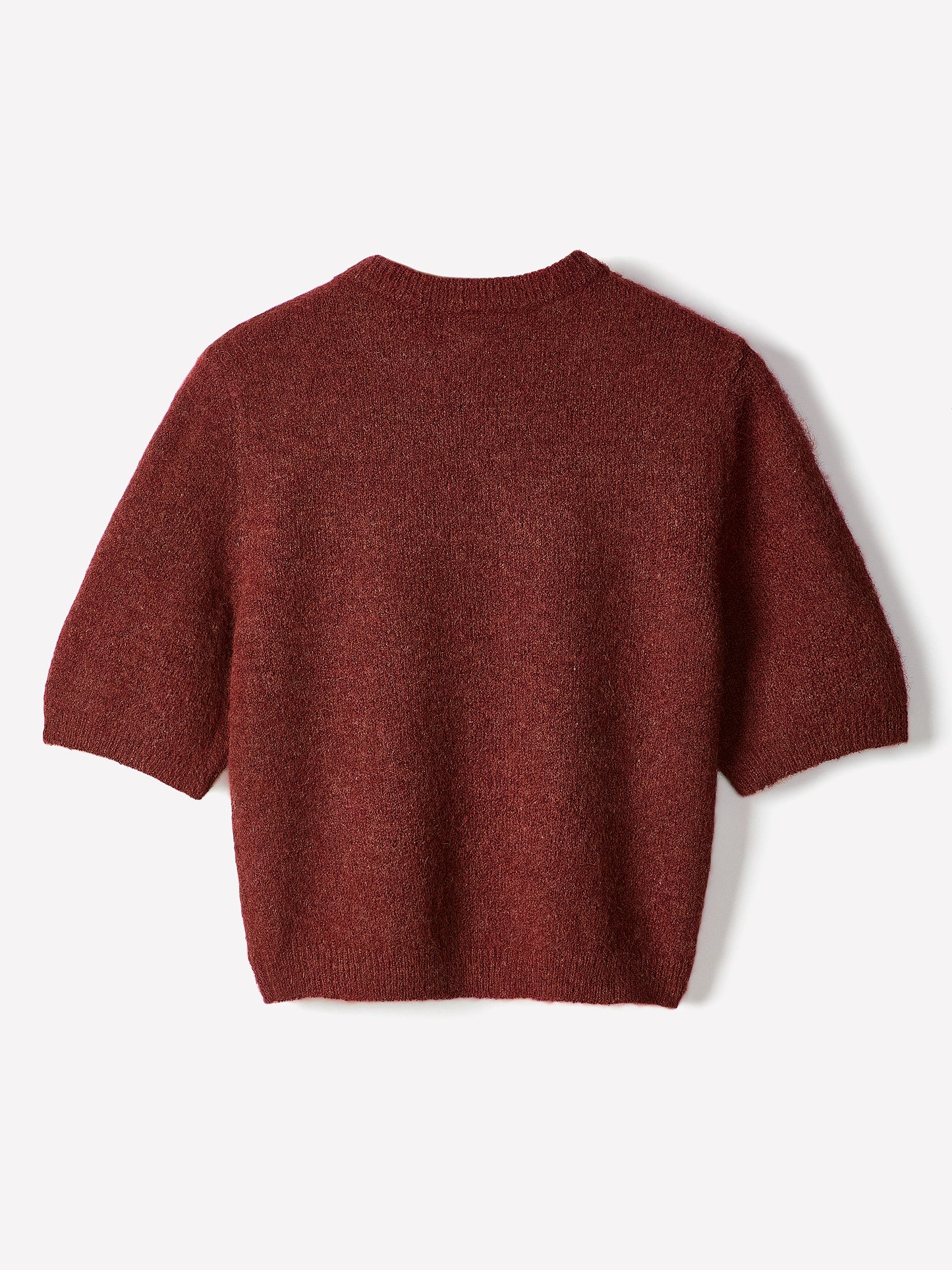 Knit Sweater Striped Hairy Short Sleeve