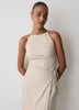 Woven Linen Blend Halter Dress