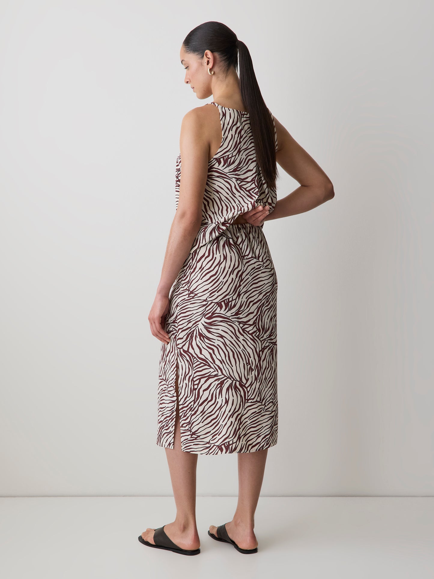 Jupe Midi à Coupe Droite à Taille Haute