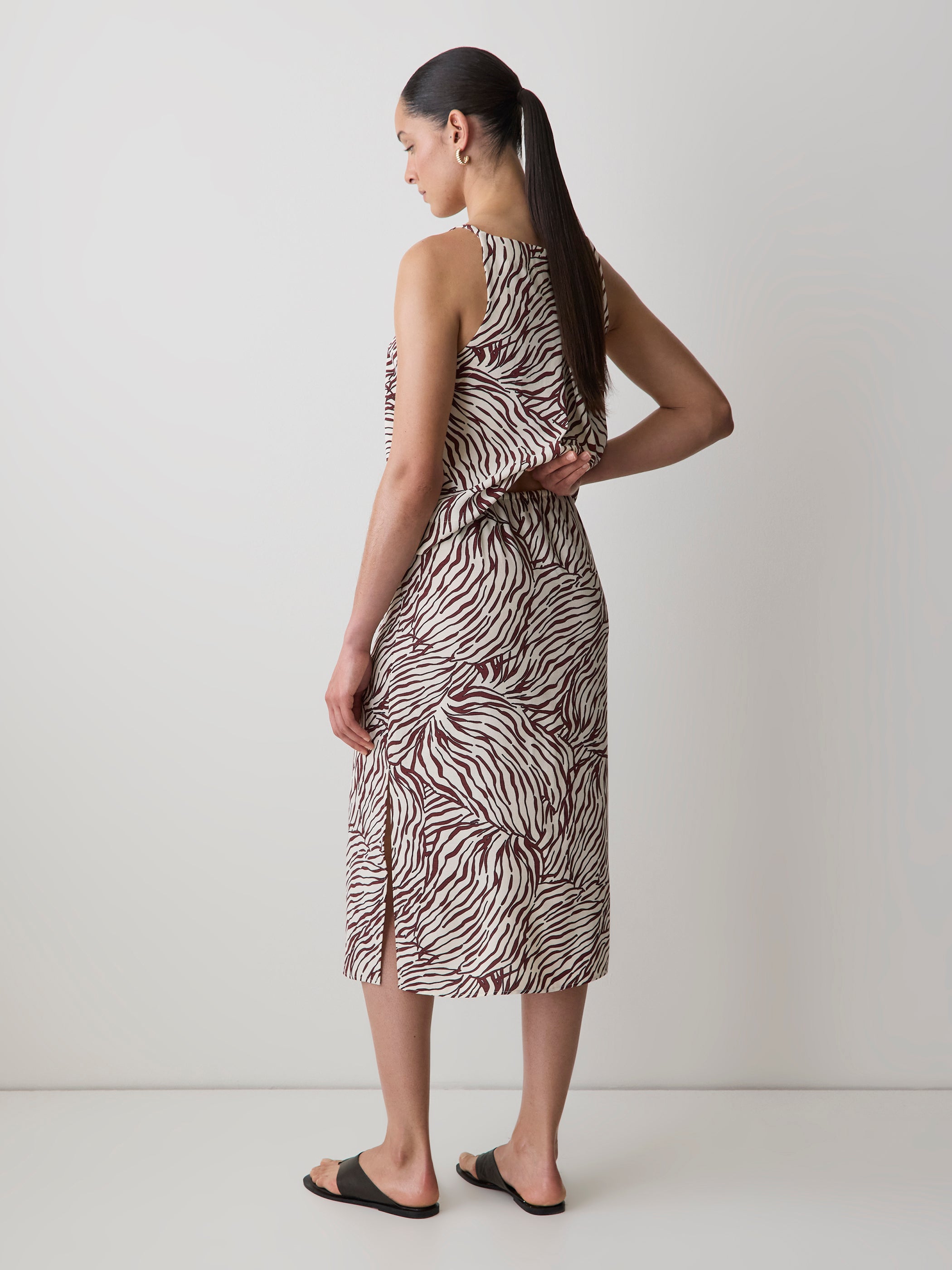 Jupe Midi à Coupe Droite à Taille Haute