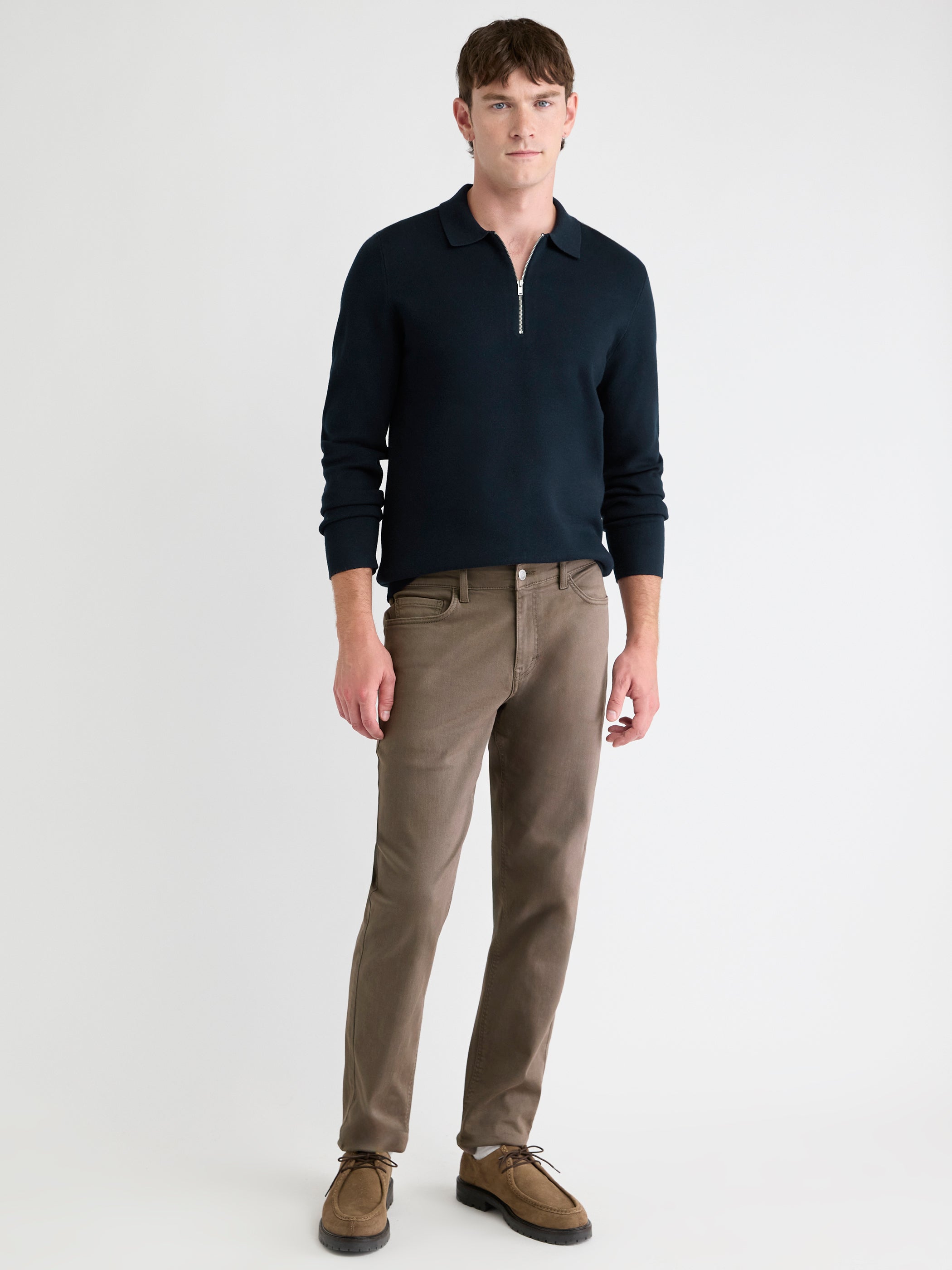 Long-Sleeve Half-Zip Polo Sweater