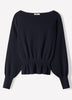Ladies Knit Sweater Cinched Waist Boat Neck Cotton Blend