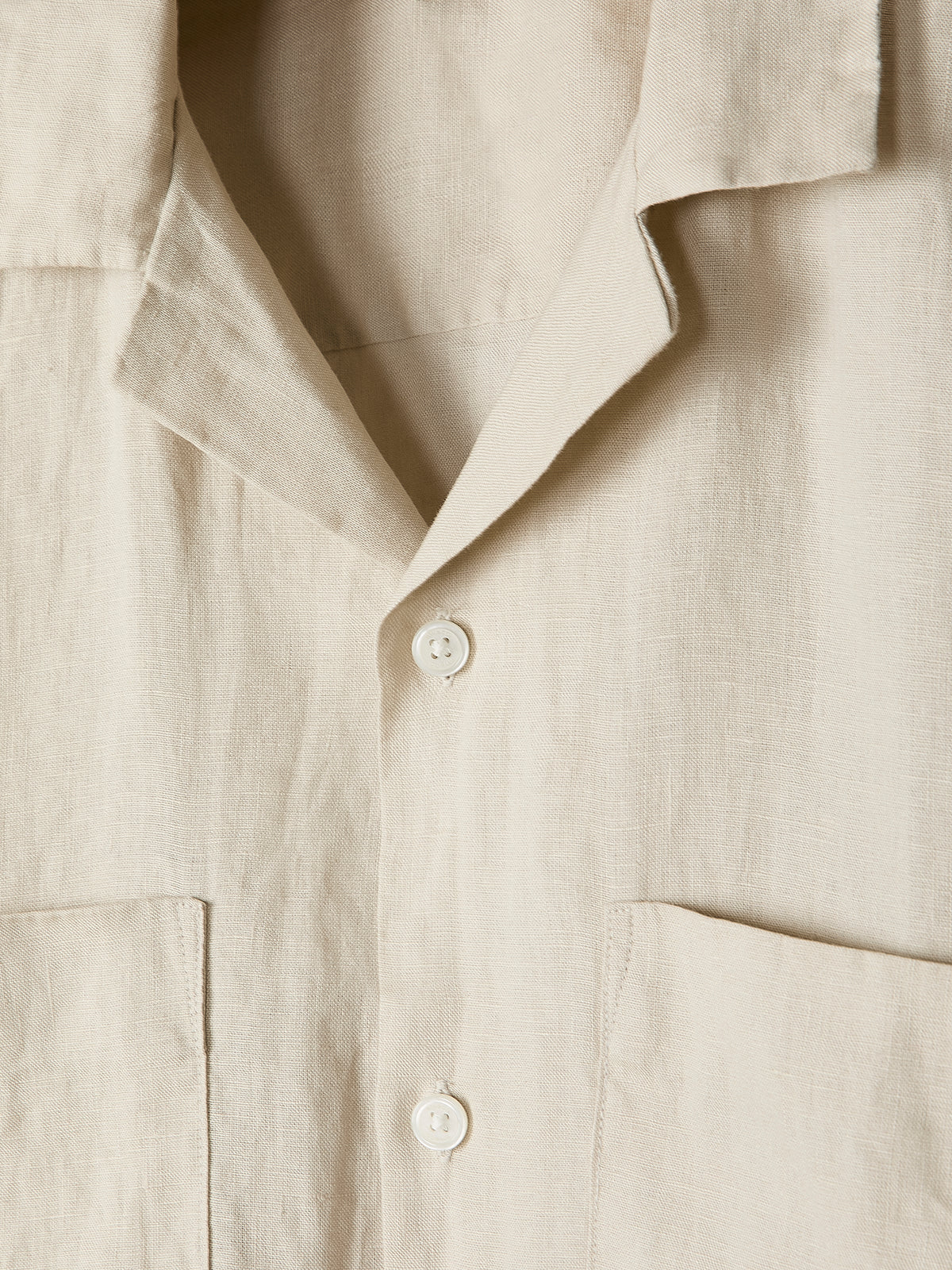 Short-Sleeve Linen Shirt with Camp Collar