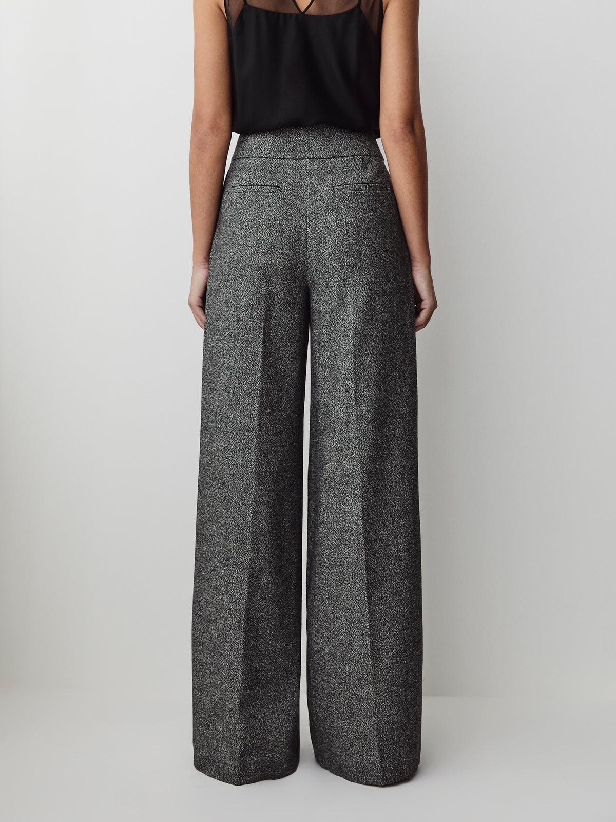 Ultra Wide Leg Tweed Pant Wool Blend
