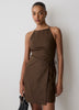 Woven Linen Blend Halter Dress