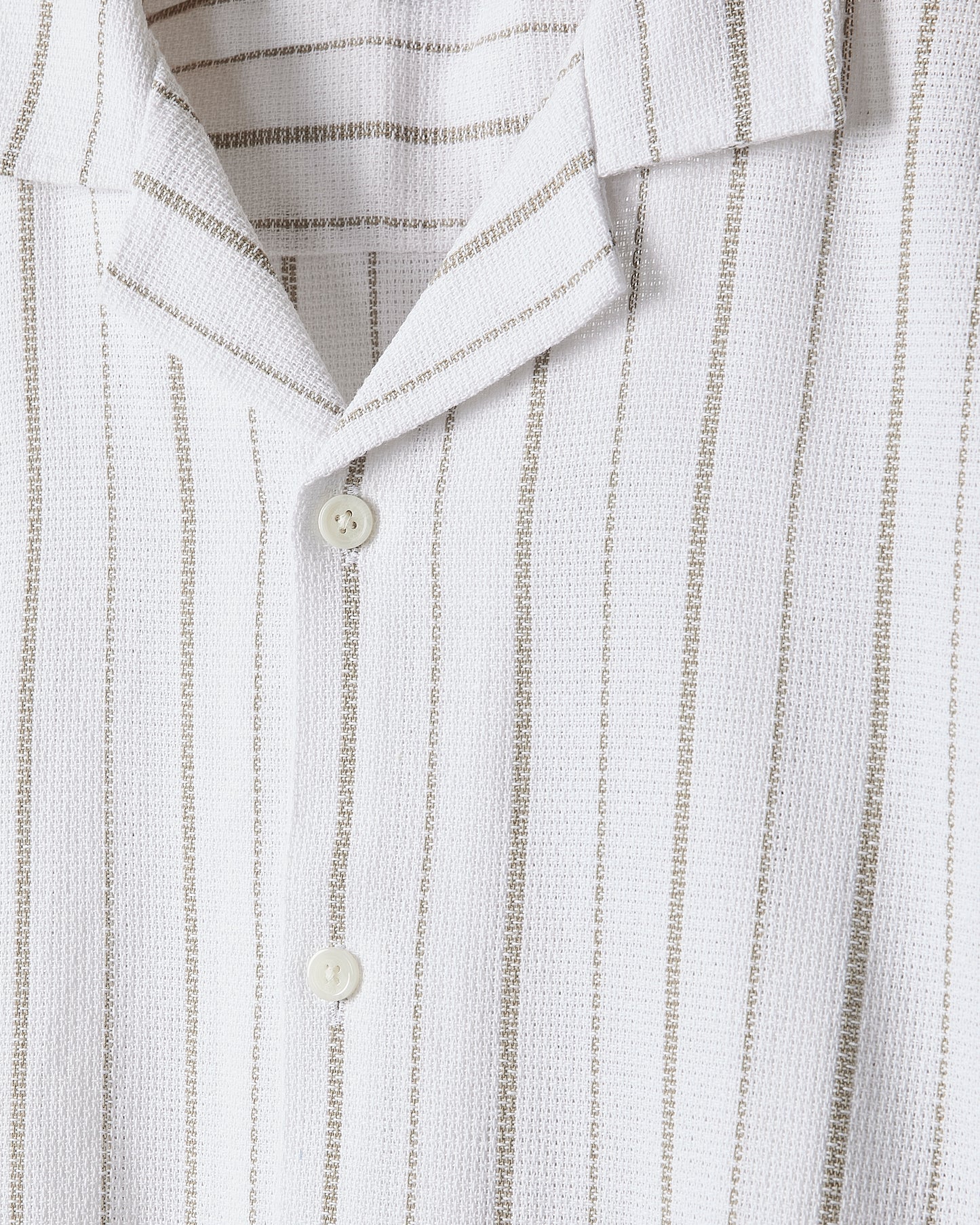 Striped Short-Sleeve Textured Shirt with Camp Collar