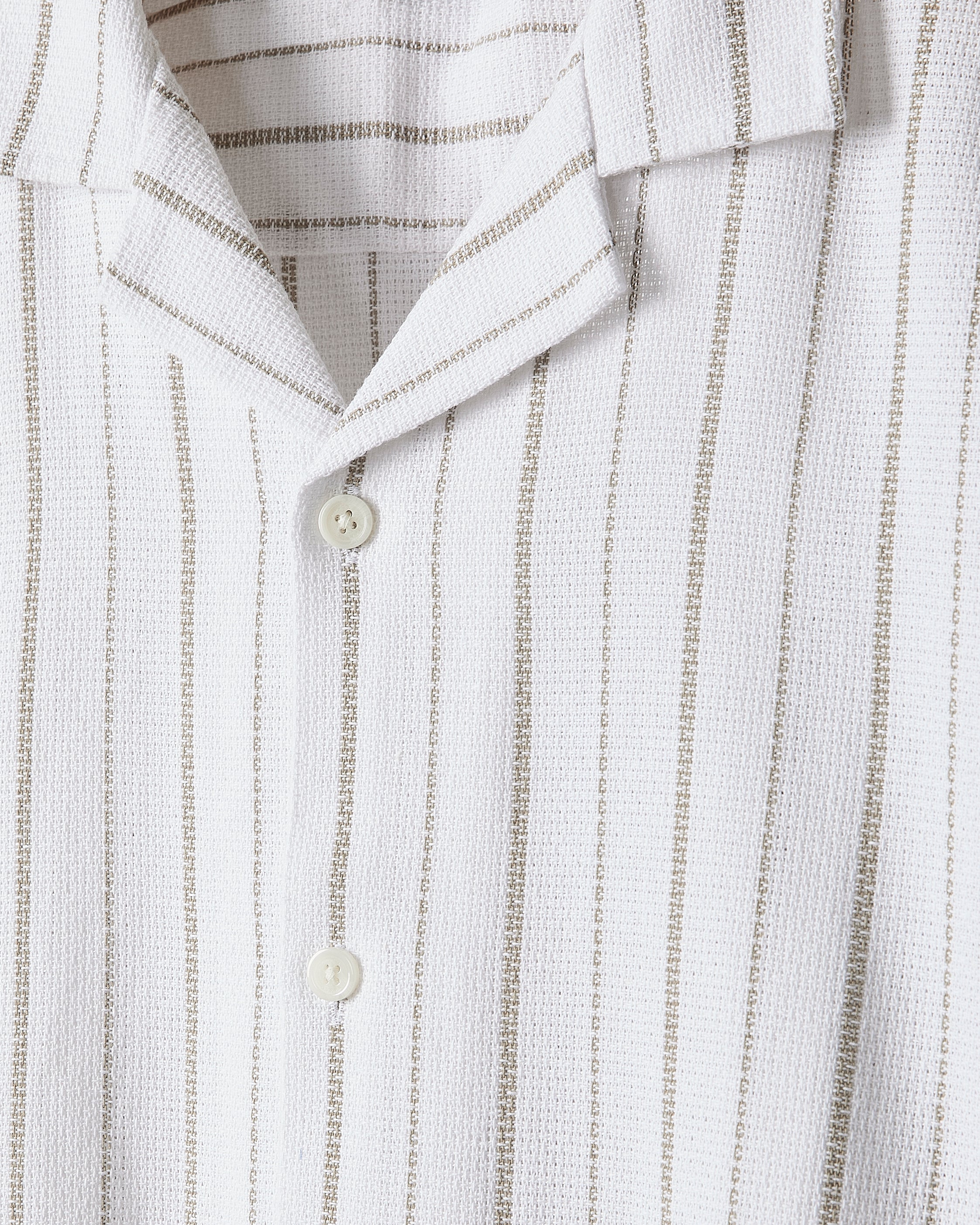 Striped Short-Sleeve Textured Shirt with Camp Collar