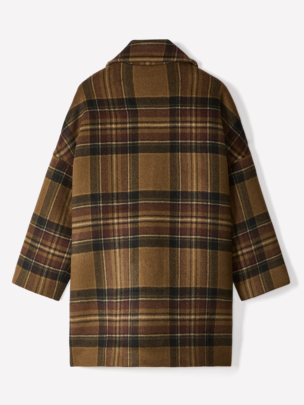 Wool-Blend Oversized Plaid Coat