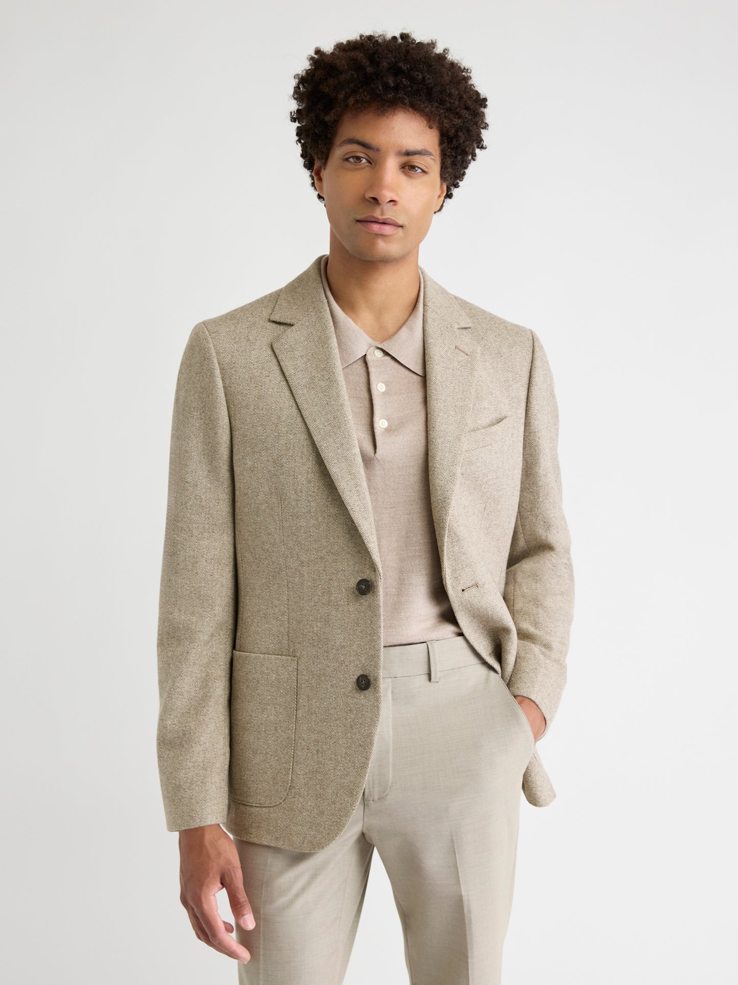 Slim-Fit Herringbone Blazer