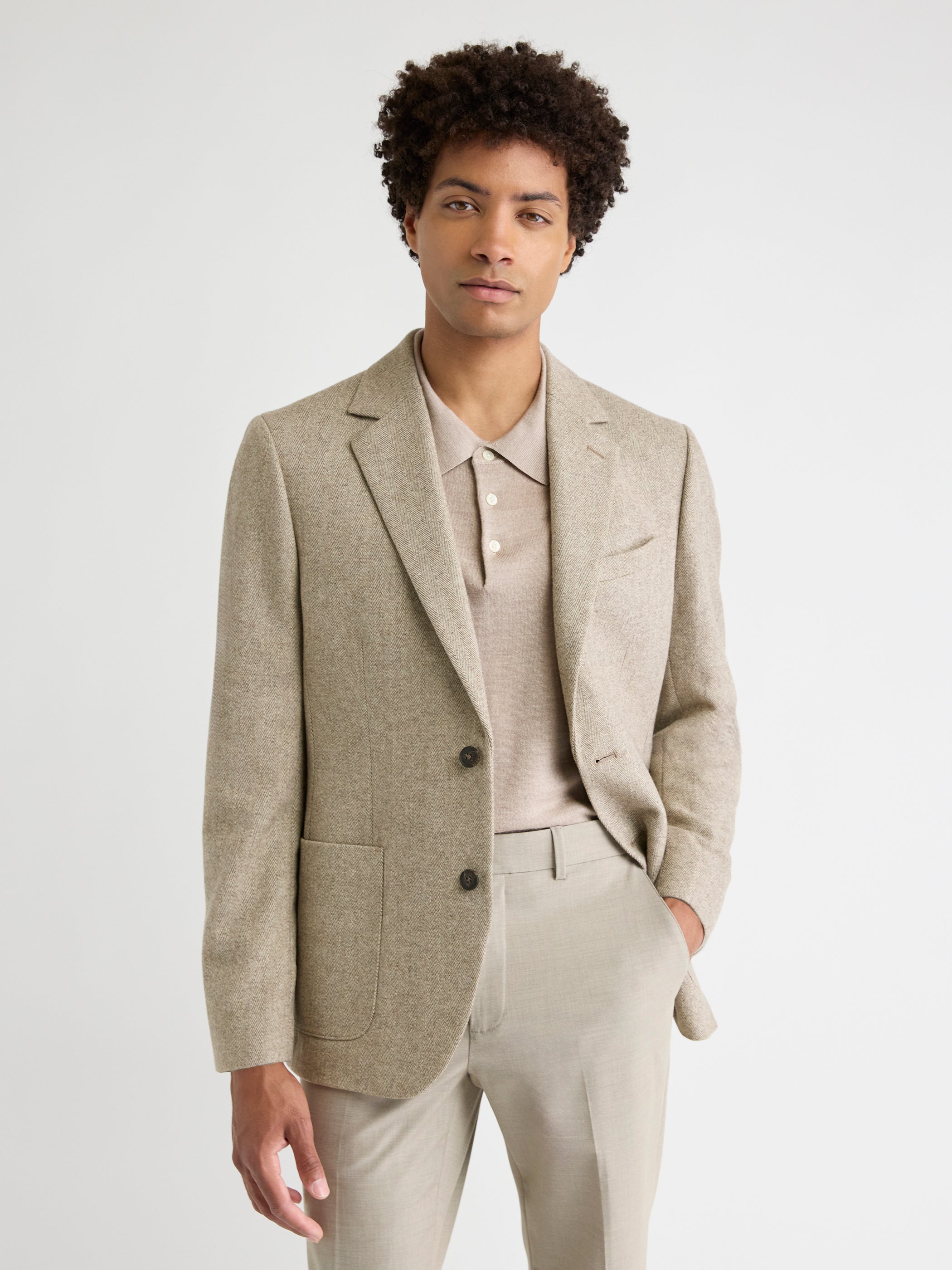 Slim-Fit Herringbone Blazer