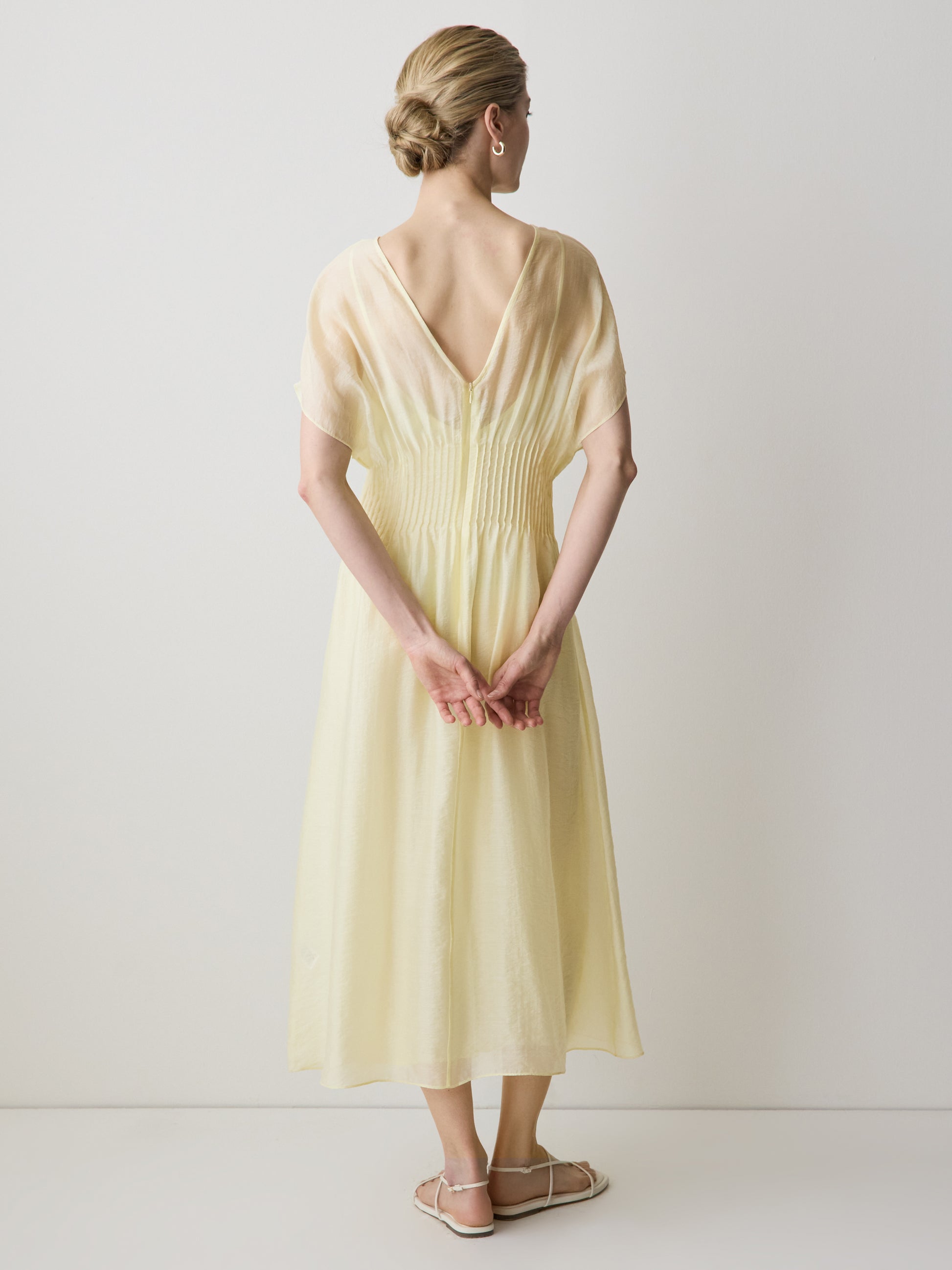 Woven Dress with Lyocell Flutter Sleeves
