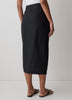 Woven Linen Blend Wrap Midi Skirt