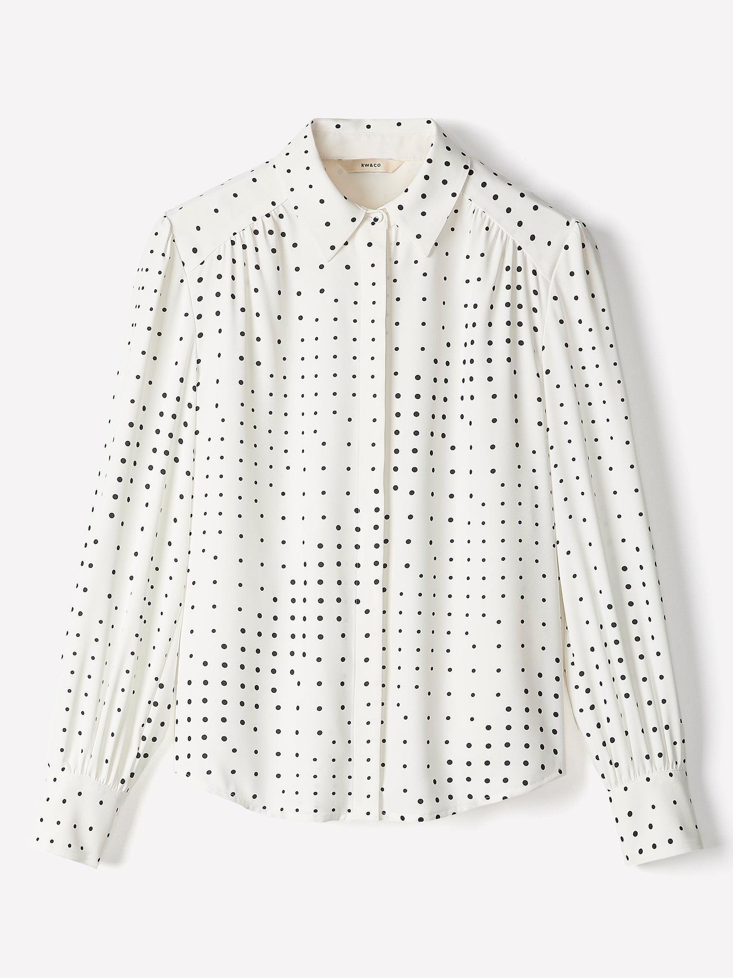 Silky Crepe Long-Sleeve Buttoned-Down Blouse