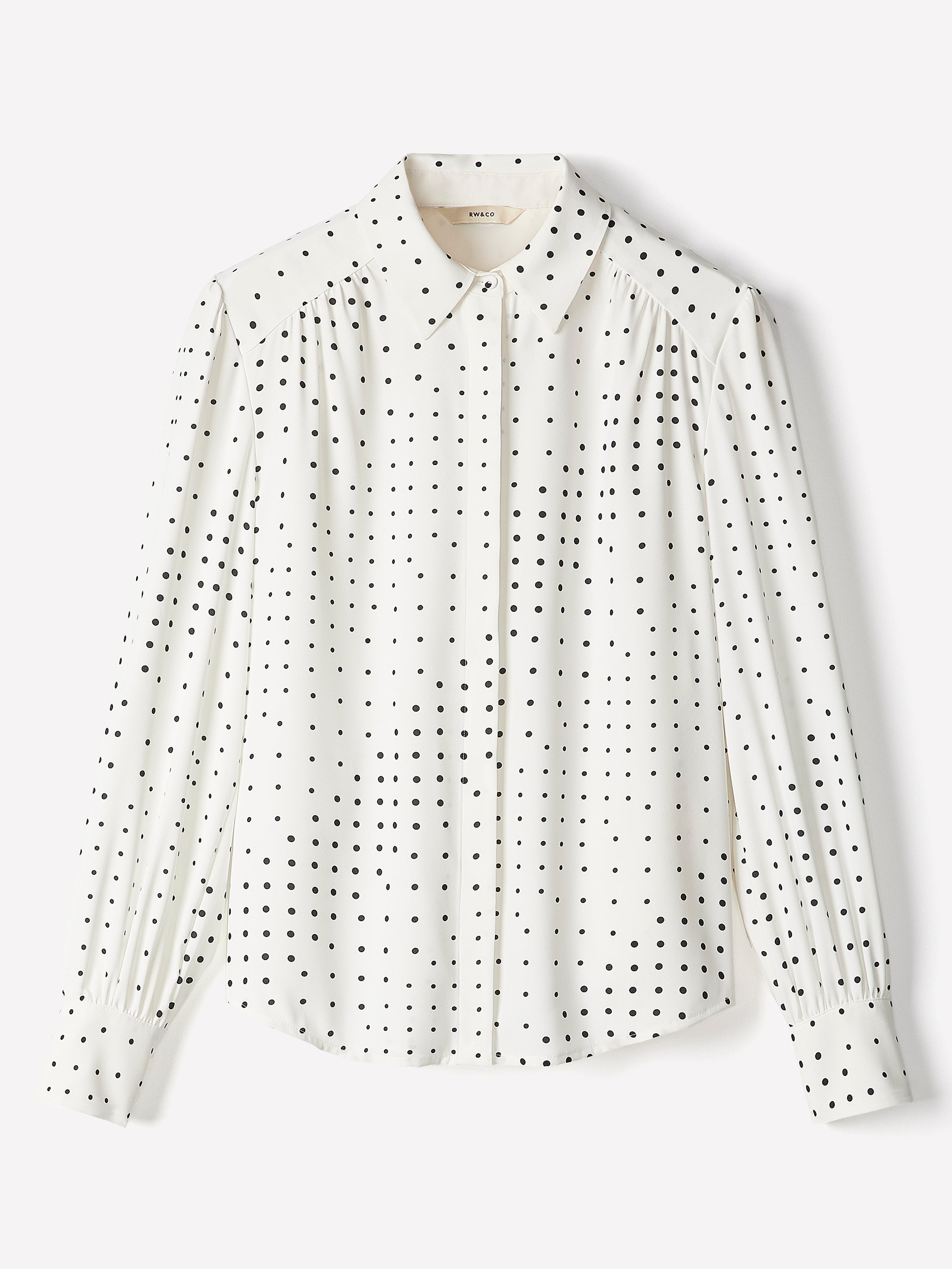 Silky Crepe Long-Sleeve Buttoned-Down Blouse