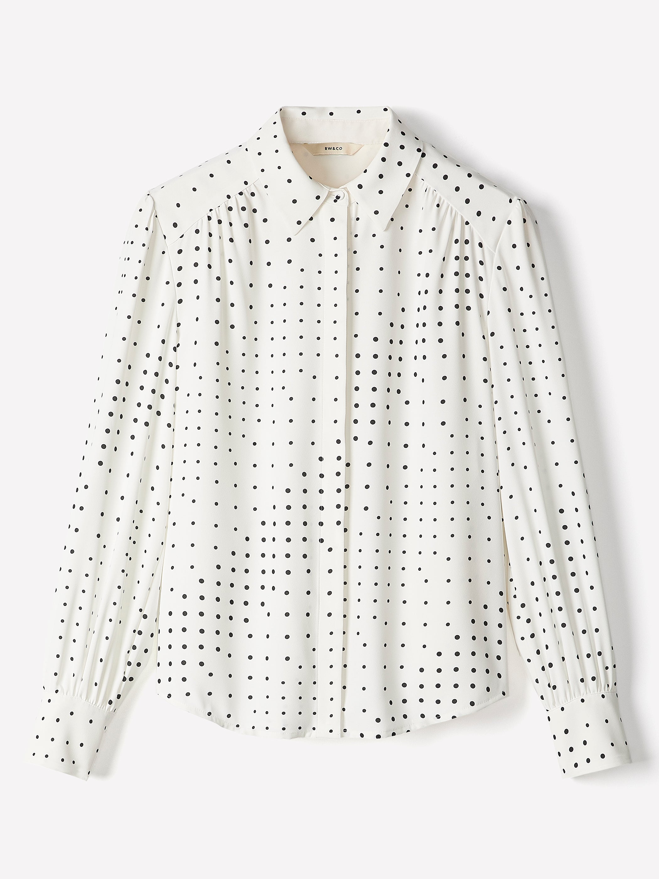 Silky Crepe Long-Sleeve Buttoned-Down Blouse