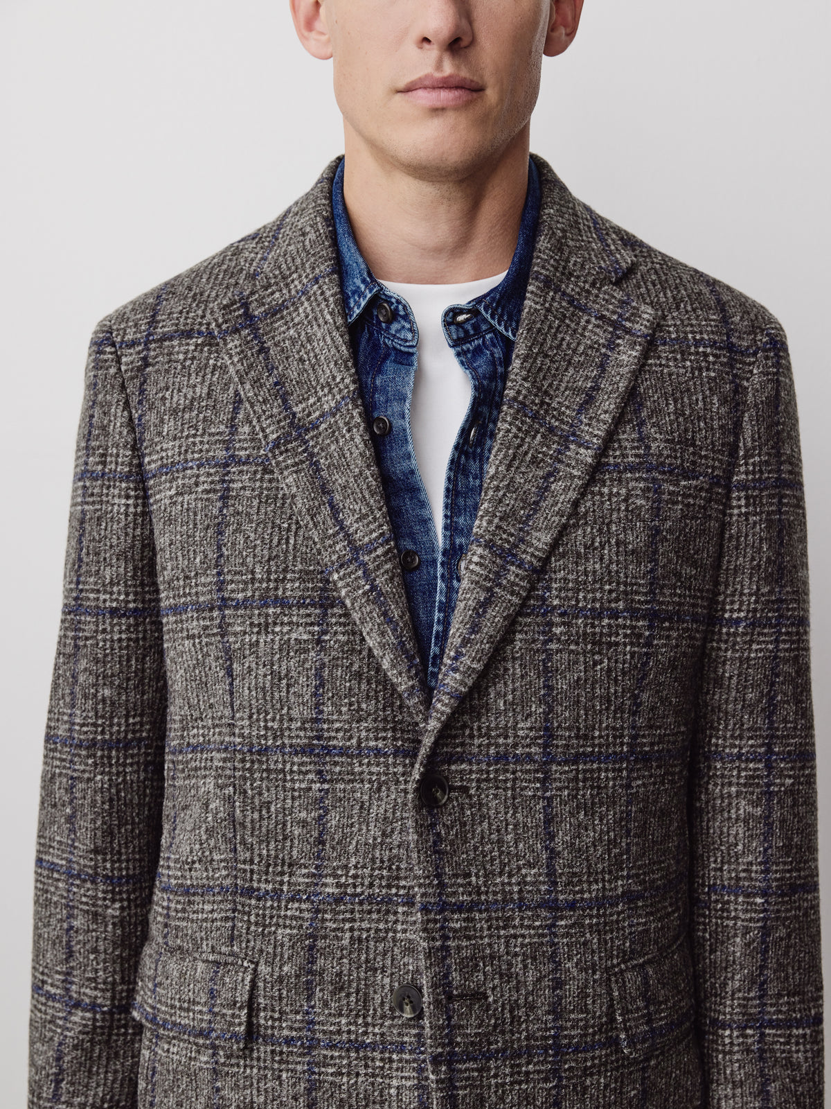 Plaid Wool-Blend Blazer